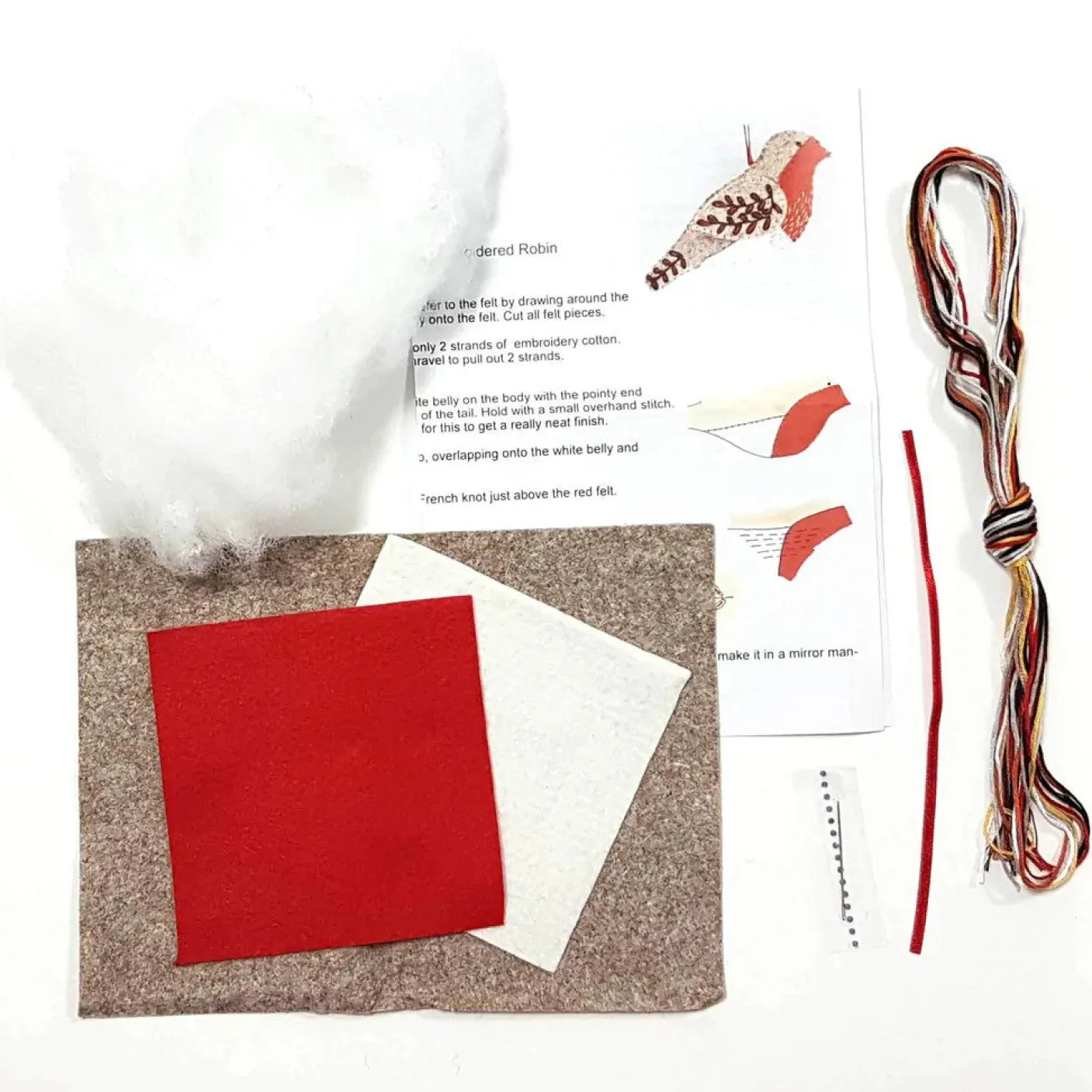 Embroidered Robin Wool Mix Felt Craft Kit