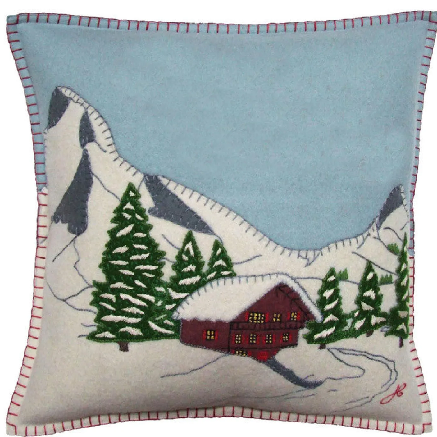 Alpine Chalet Pillow - Duck Egg Blue