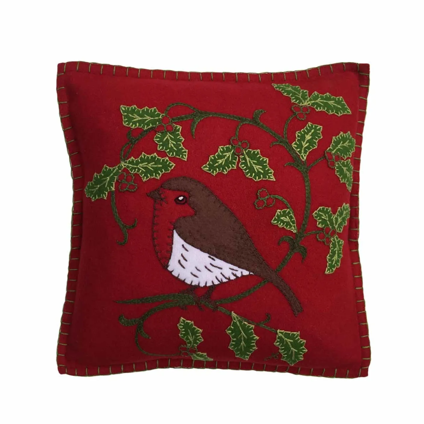 Holly Robin Pillow - Red