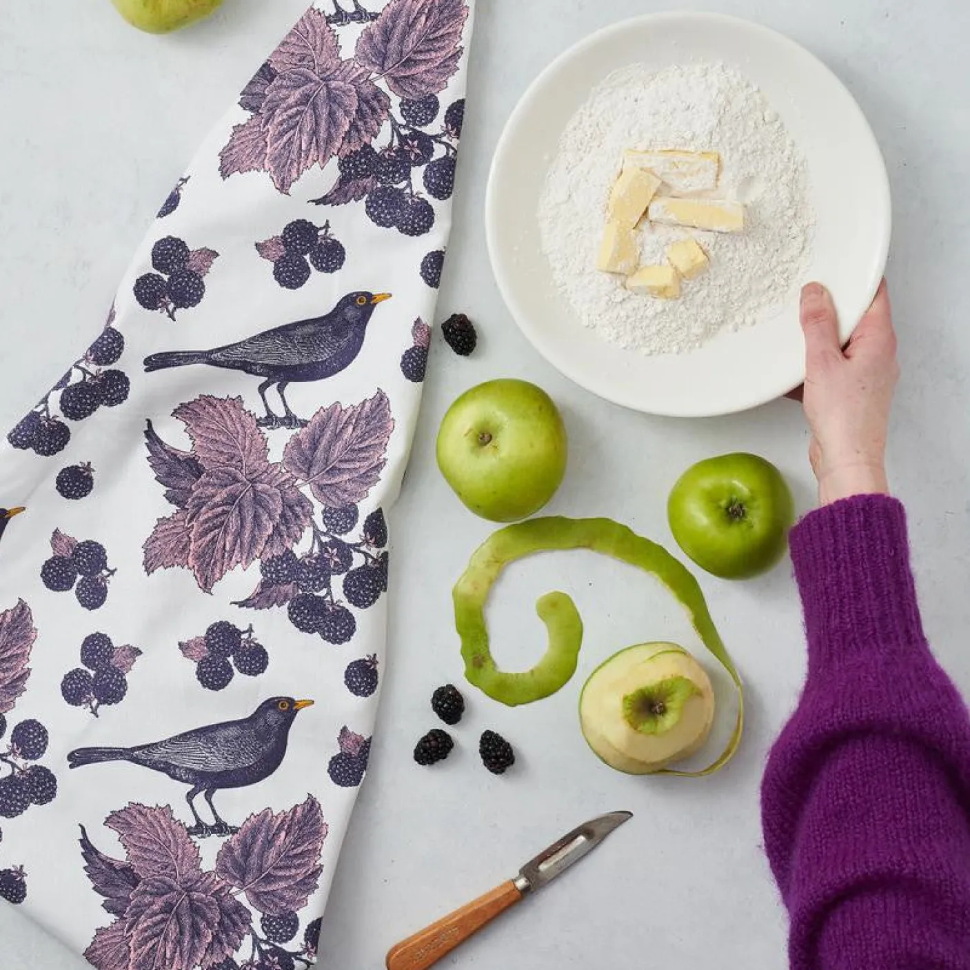 Blackbird & Bramble Tea Towel