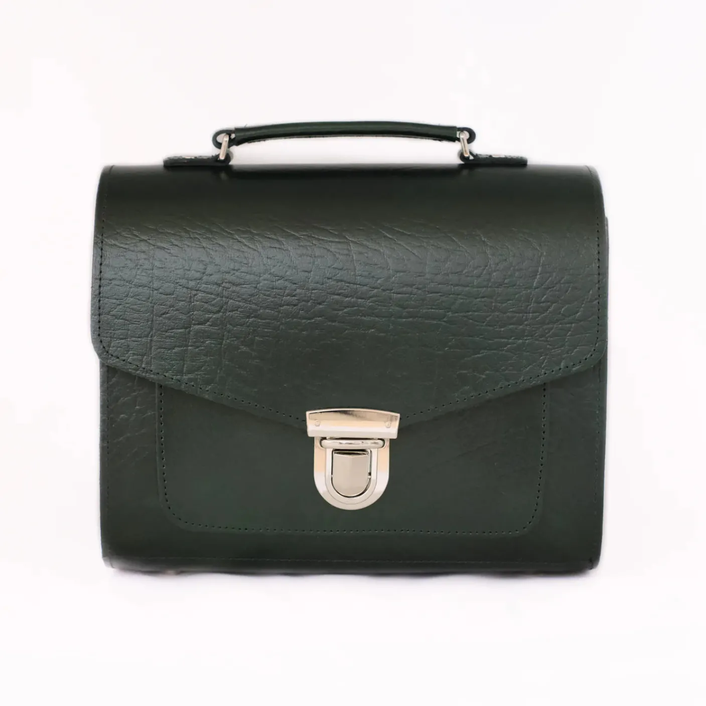 Zatchels Handmade Leather Sugarcube Grande Executive British Racing Green Handbag