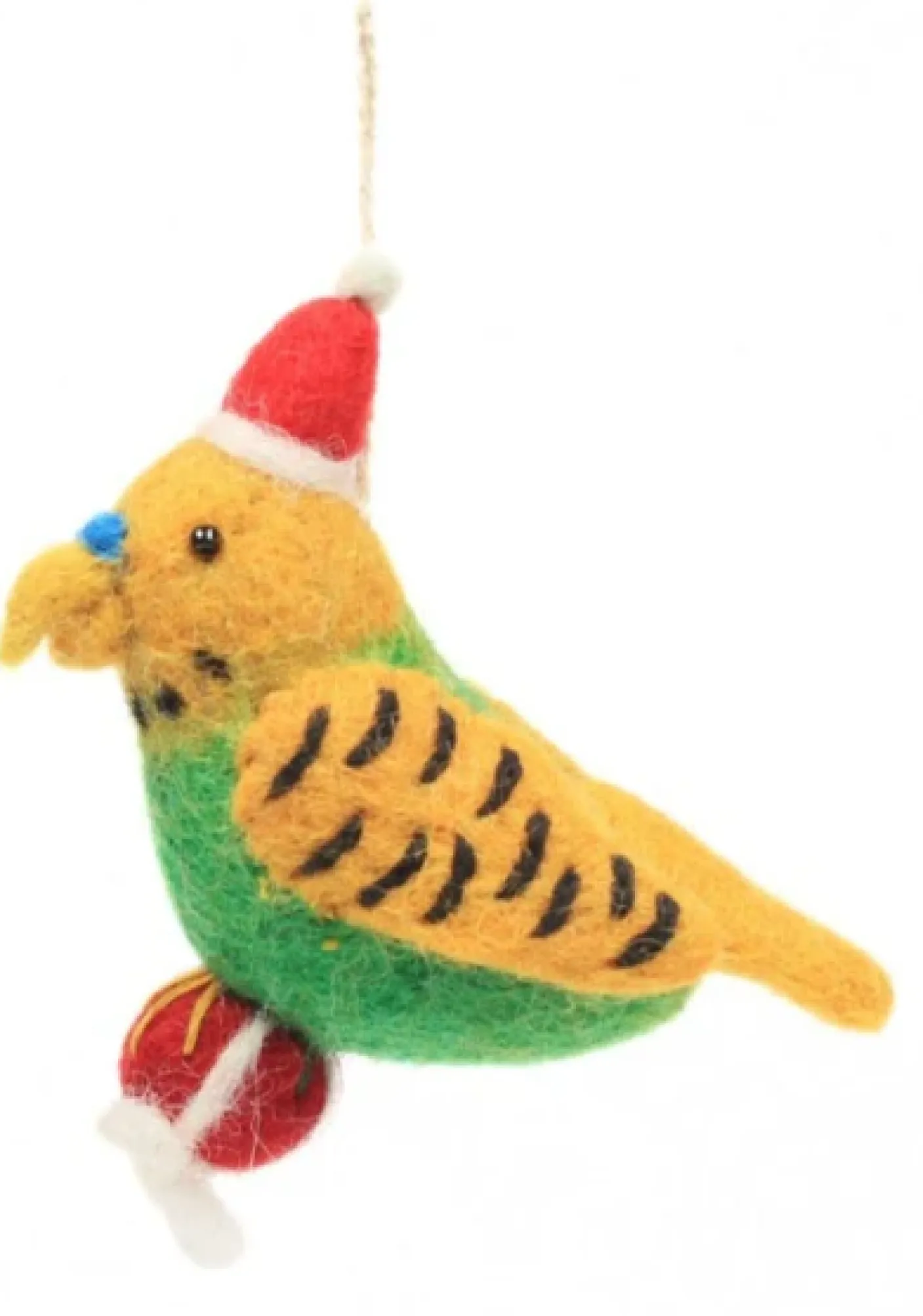 Christmas Budgie with a Present Felt Decoration