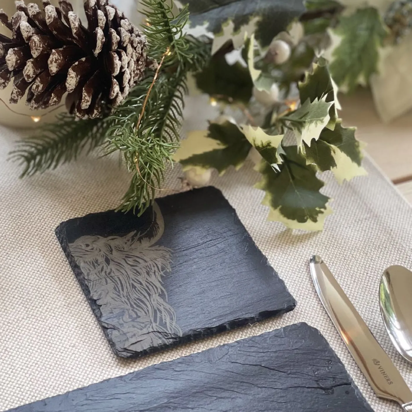 Highland Cow Slate Coasters- Set of 4
