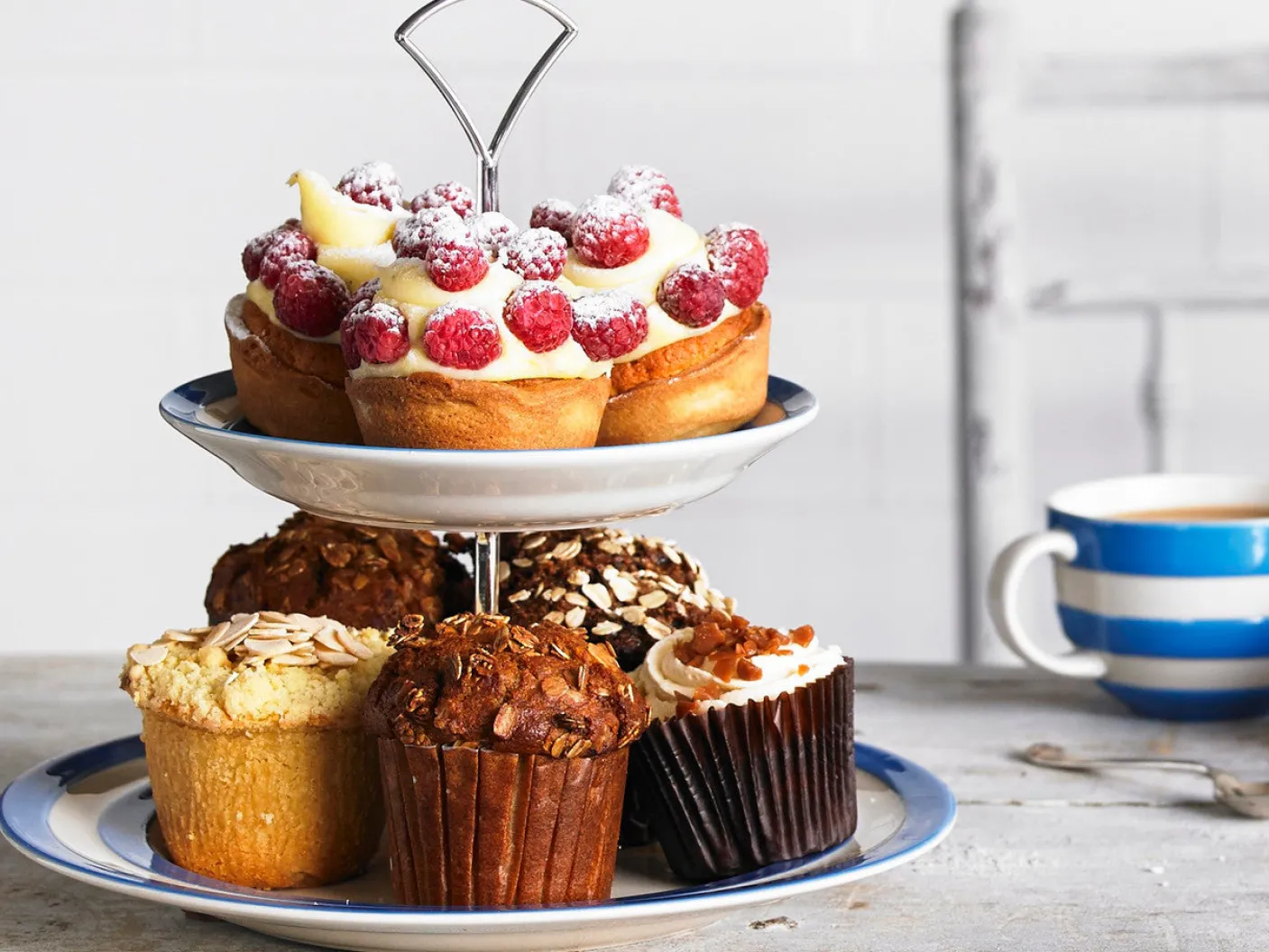 Cornishware Two-Tier Cake Stand