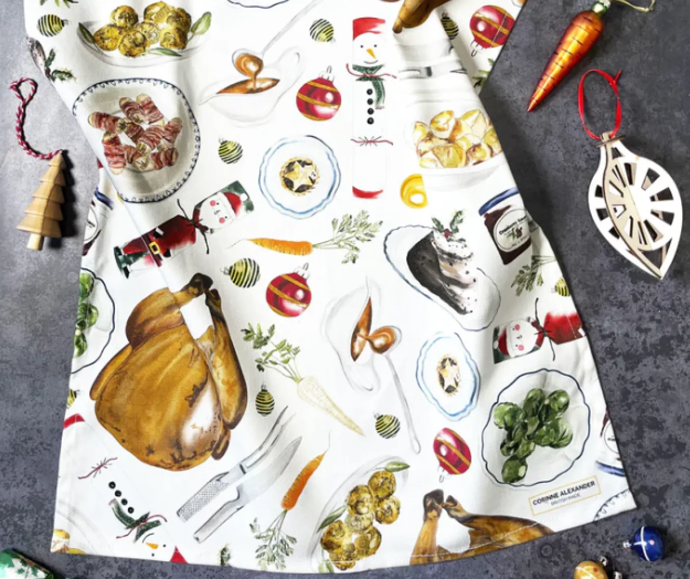 Christmas Dinner Tea Towel by Corinne Alexander