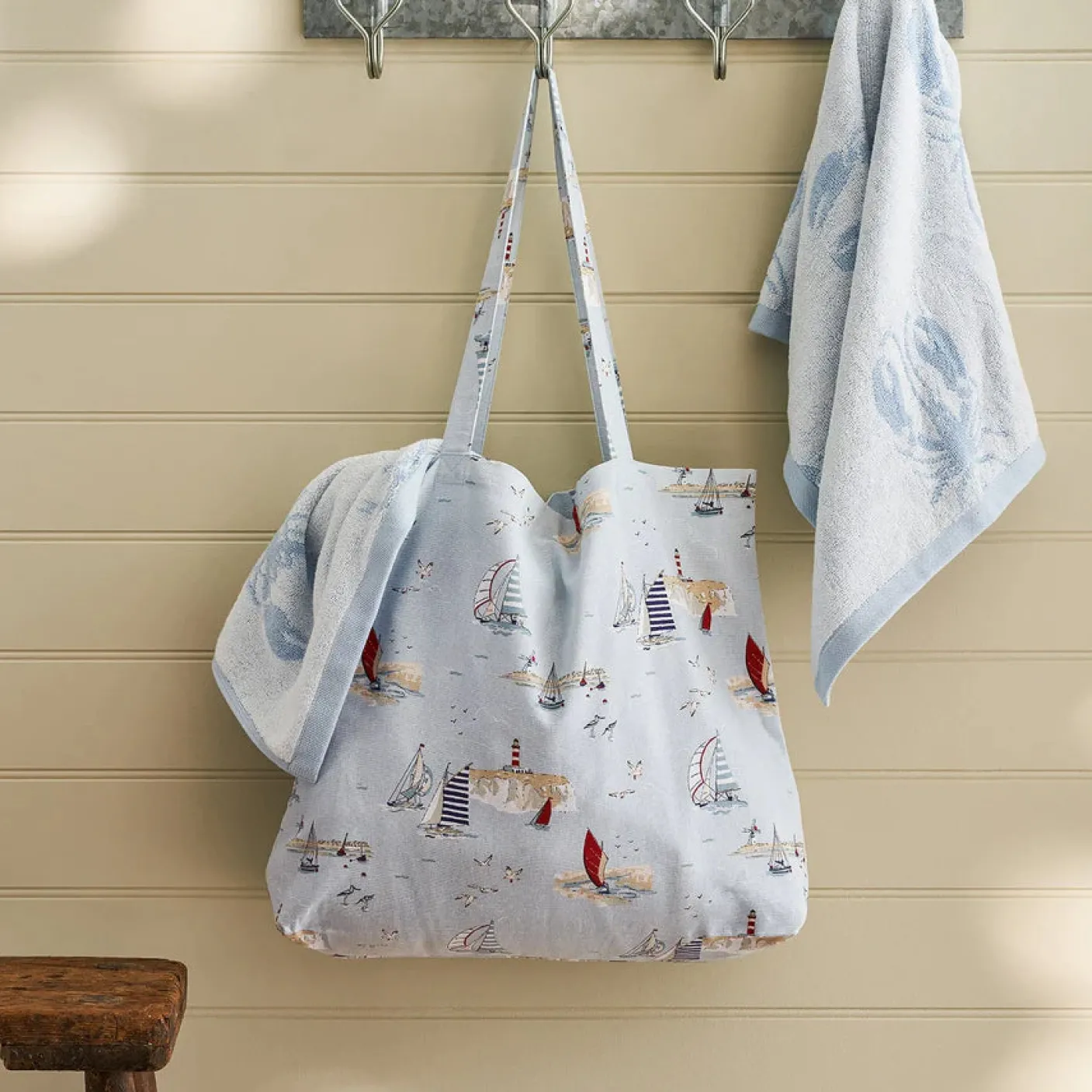 Coastal Boats Cotton Tote Bag