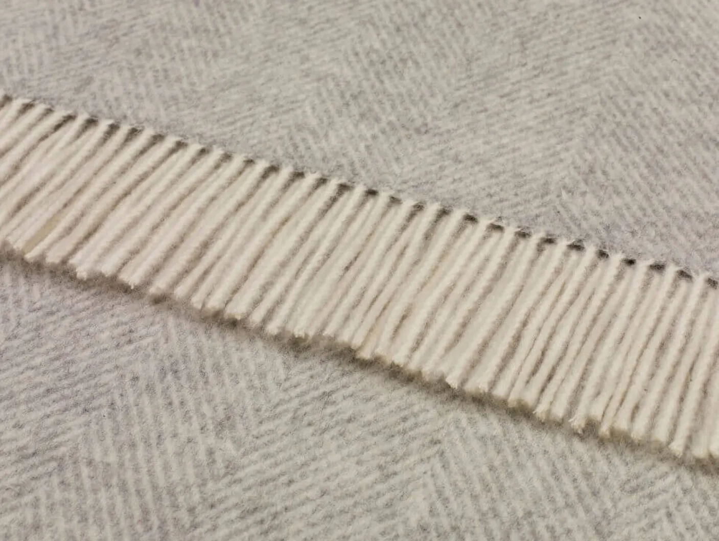 Classic Collection Herringbone Gray Marino Lambswool Throw Blanket