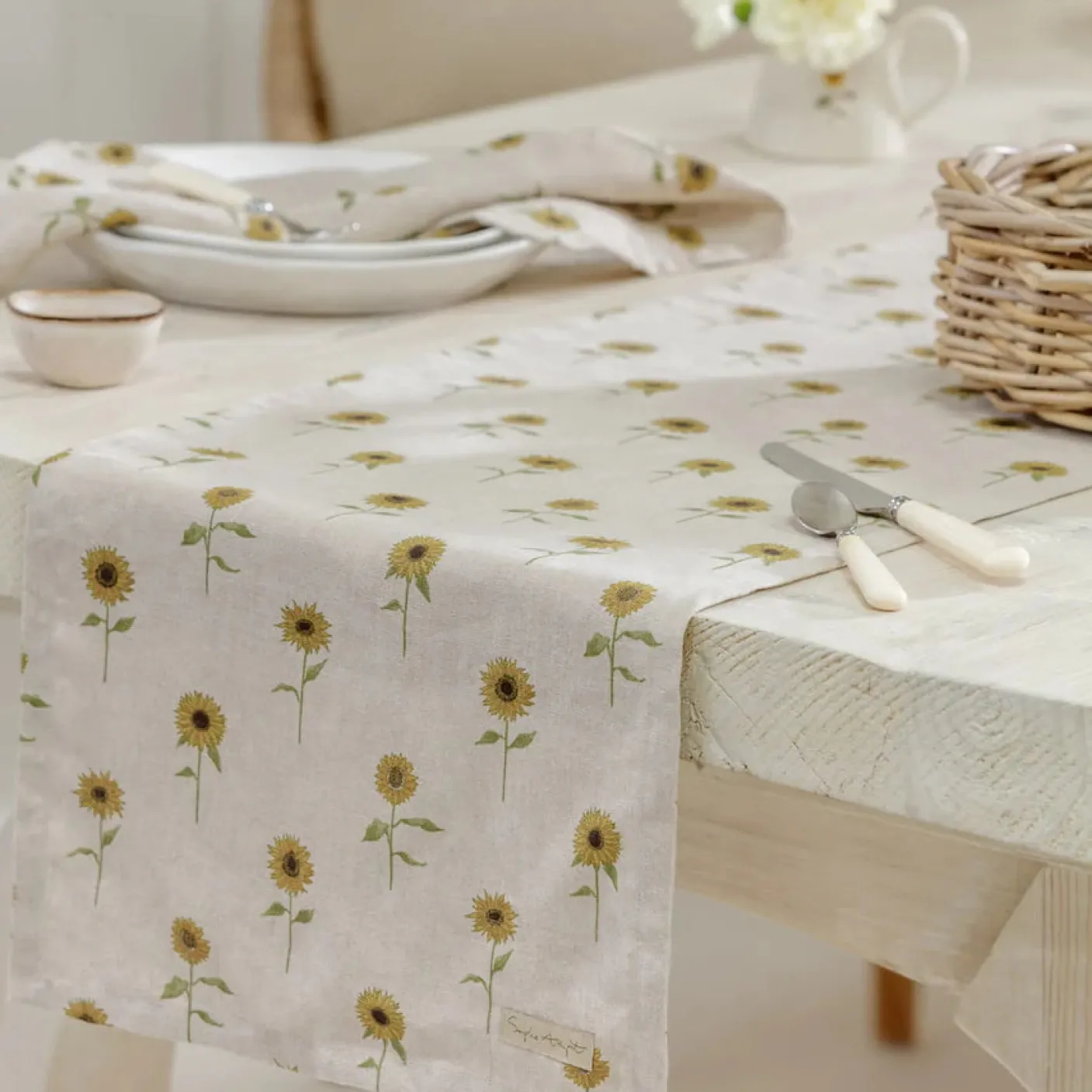 Sunflower Linen Table Runner