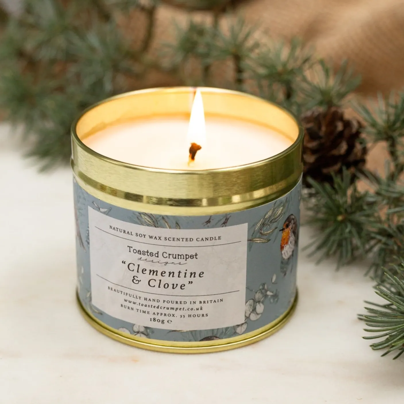 Clementine & Clove Candle in a Matte Gold Tin