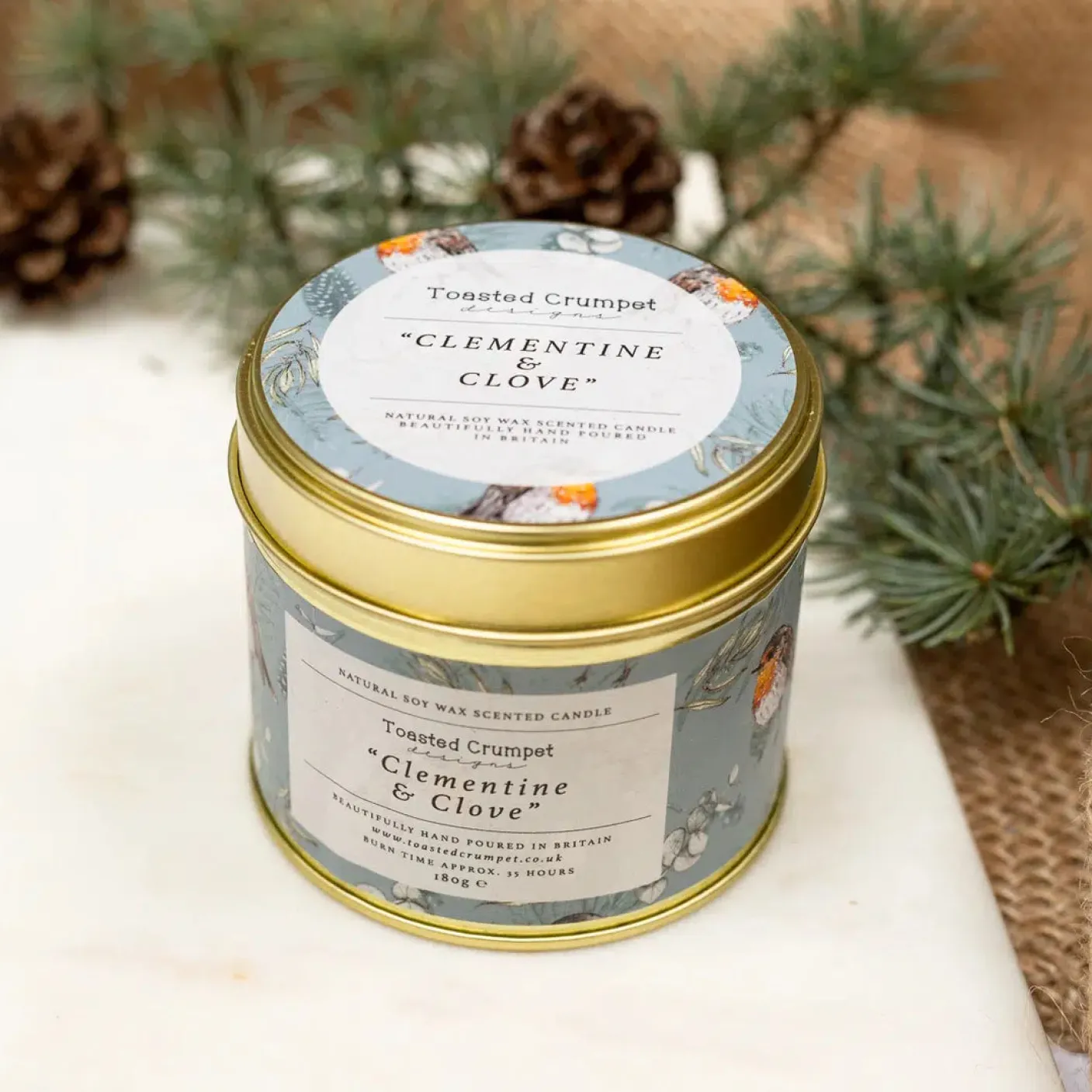 Clementine & Clove Candle in a Matte Gold Tin