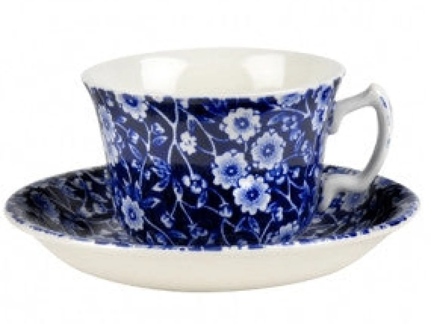 Blue Calico Teacup and Saucer