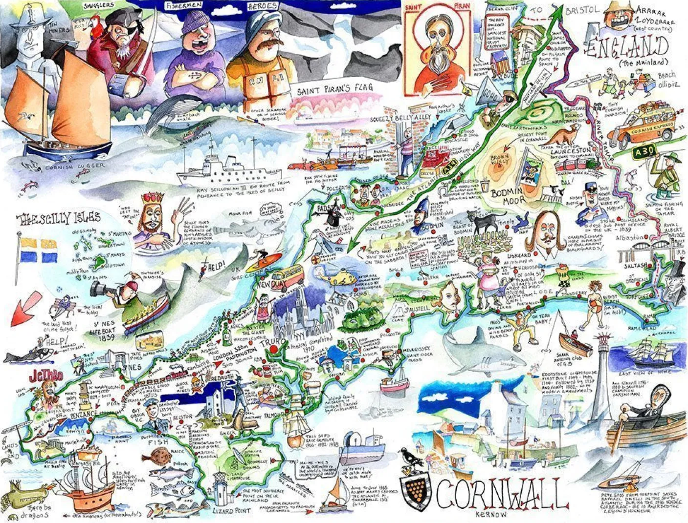 Map of Cornwall 1000 Piece Jigsaw Puzzle