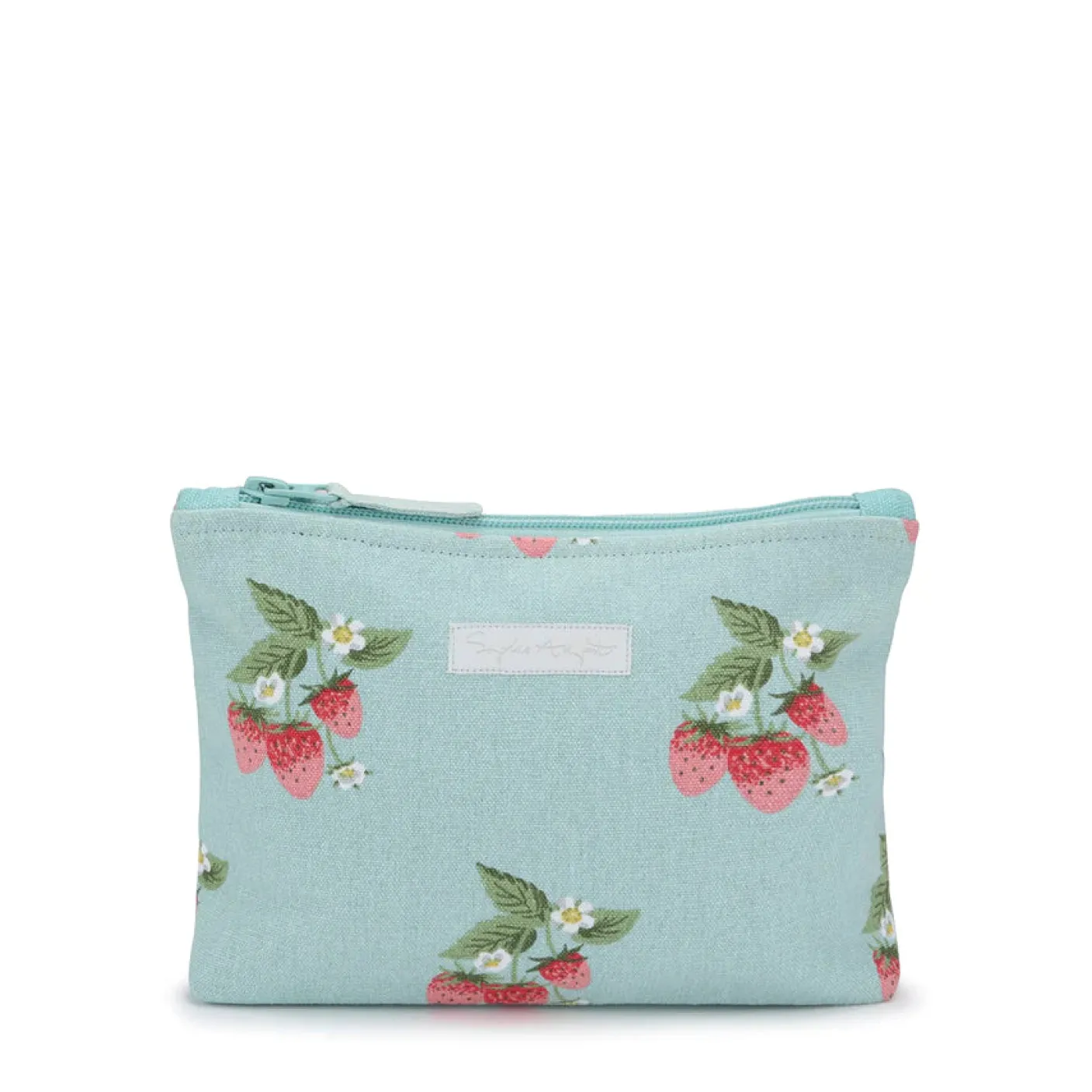 Strawberries Blue Makeup Bag