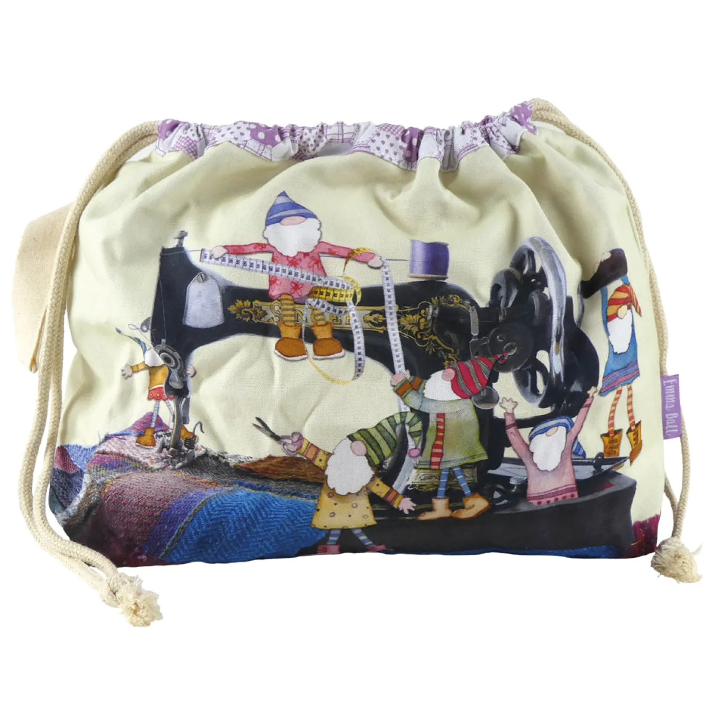 Sewing Gnomes Drawstring Cotton Bag