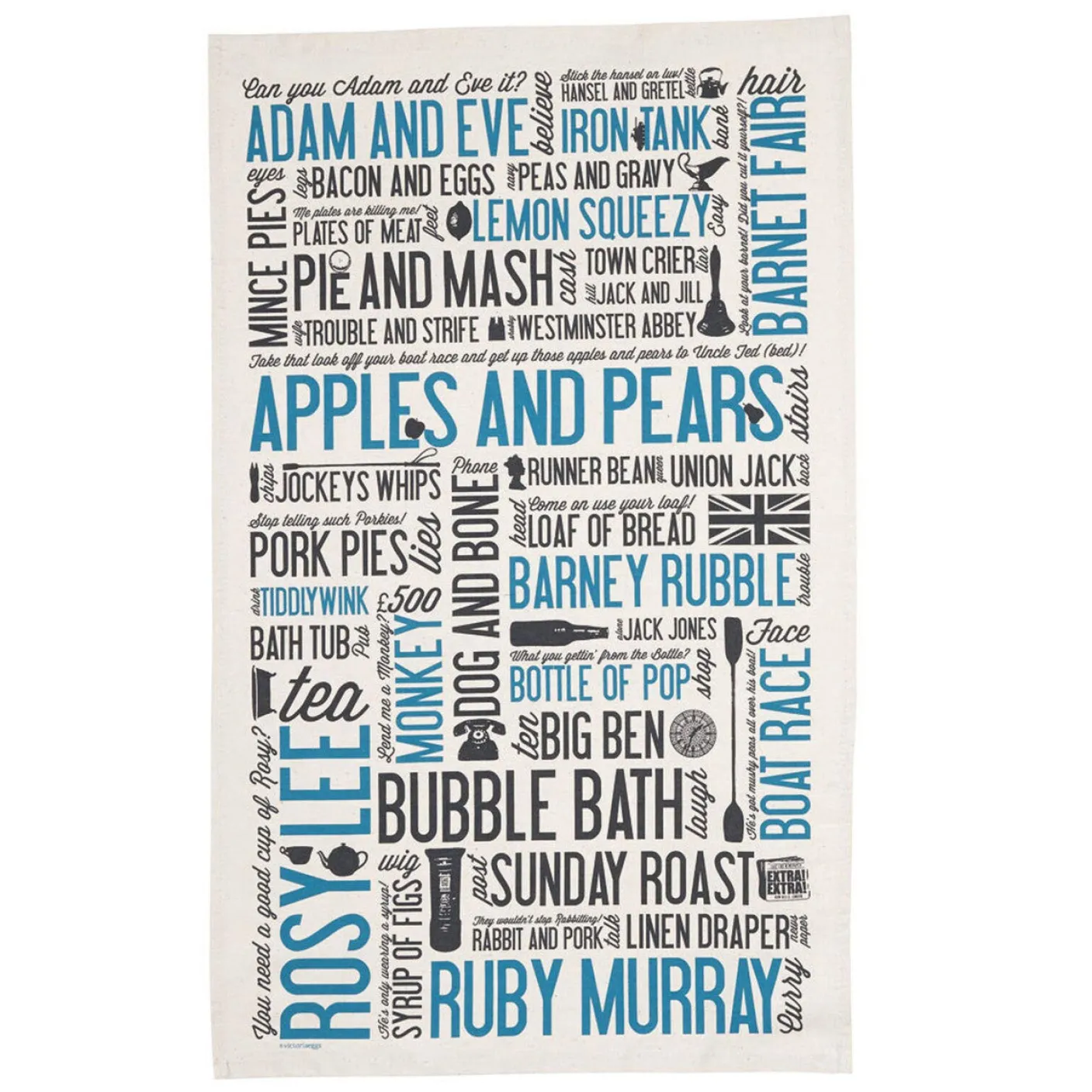 Cockney Rhyming Slang Tea Towel