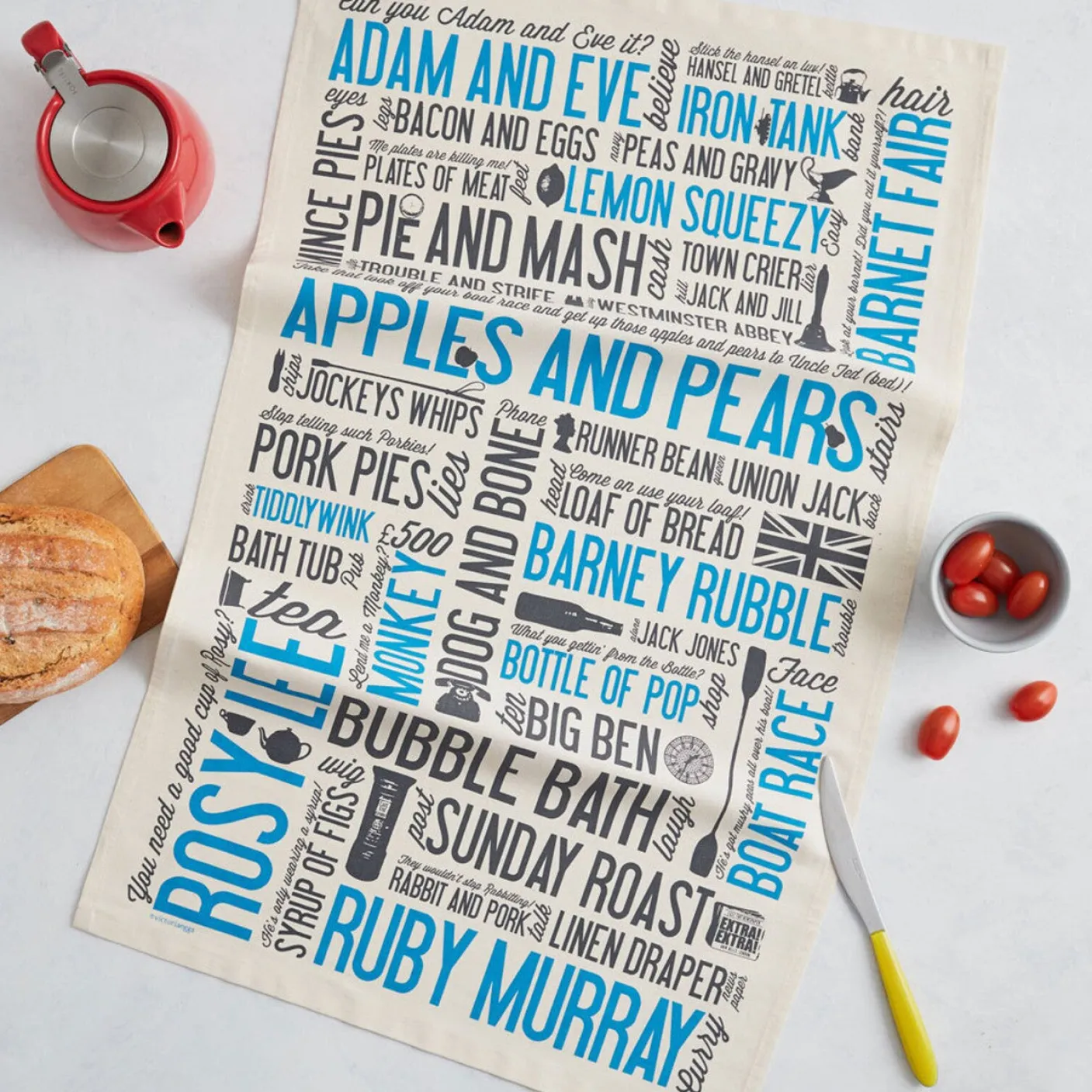 Cockney Rhyming Slang Tea Towel