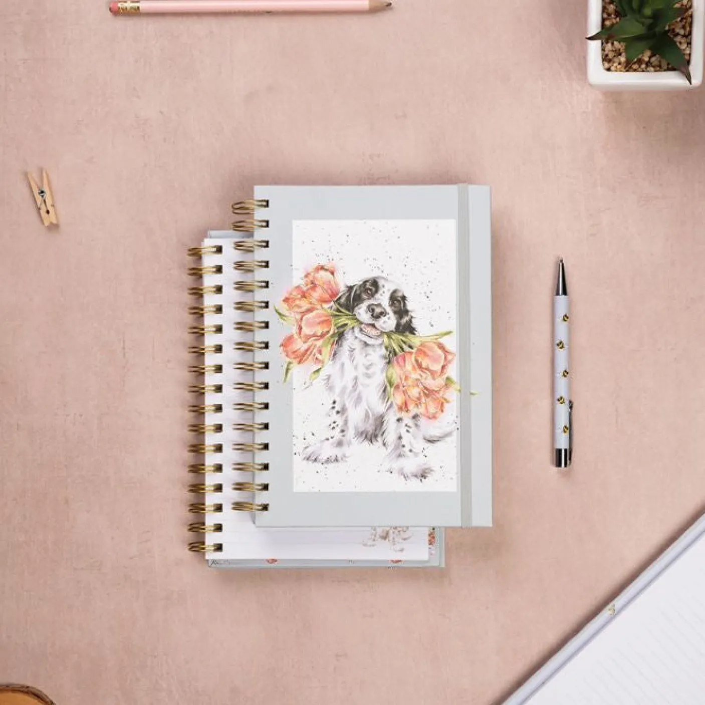 'Blooming with Love' Spaniel Spiral Bound Notebook