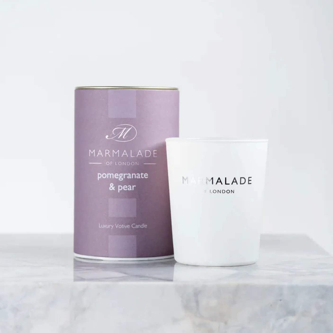 Pomegranate and Pear Luxury Glass Votive Candle