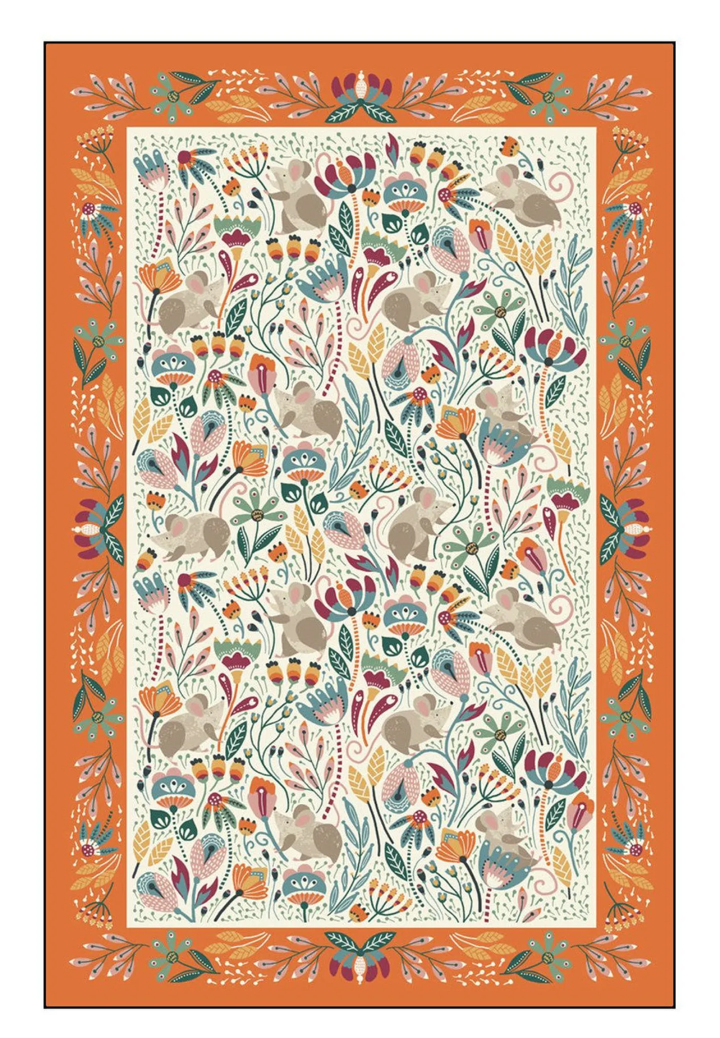 Field Mice Cotton Tea Towel