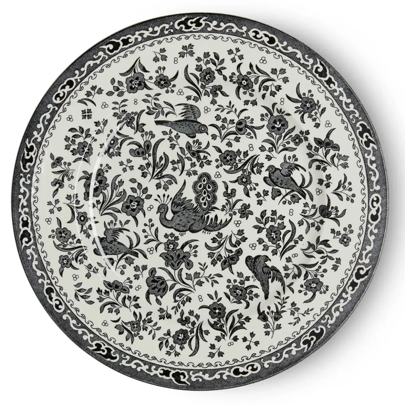 Black Regal Peacock Large Plate 10 in