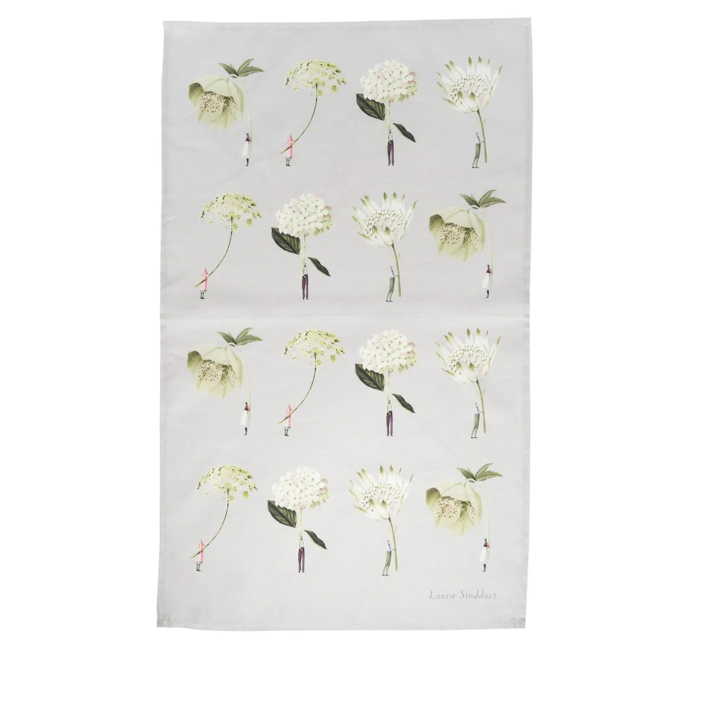 In Bloom Green Flowers Tea Towel