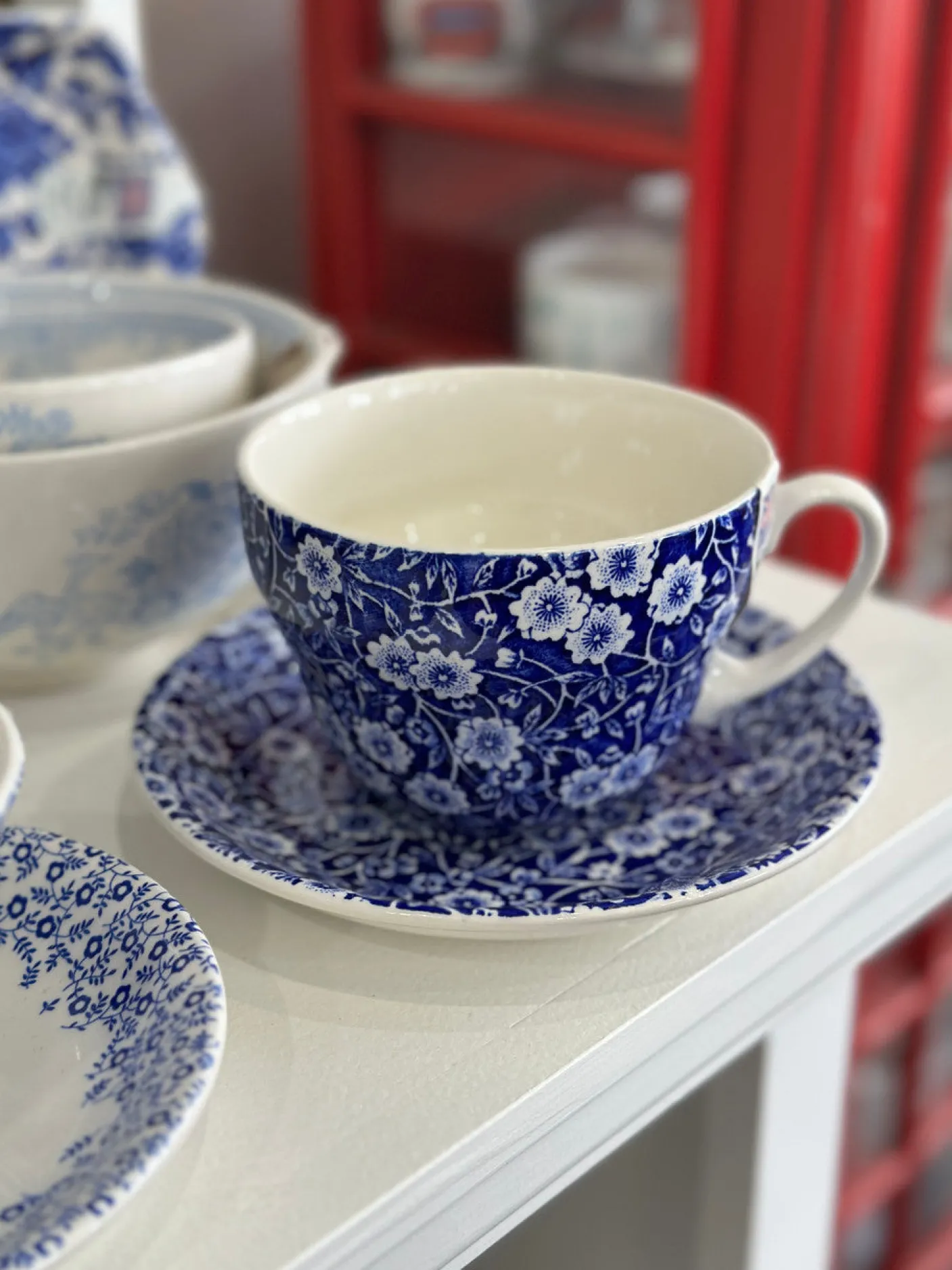 Blue Calico Breakfast Cup and Saucer