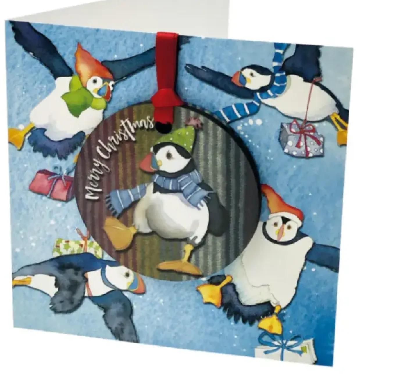 Dancing Puffin Melamine Bauble Card