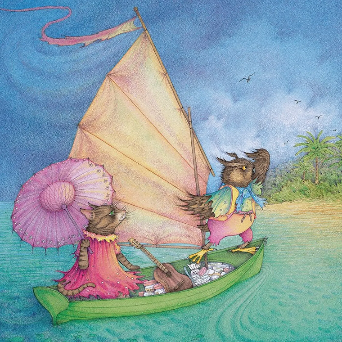 The Owl & the Pussy-Cat Boat Greetings Card