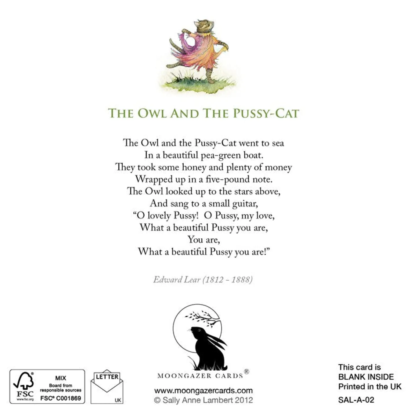 The Owl & the Pussy-Cat Boat Greetings Card