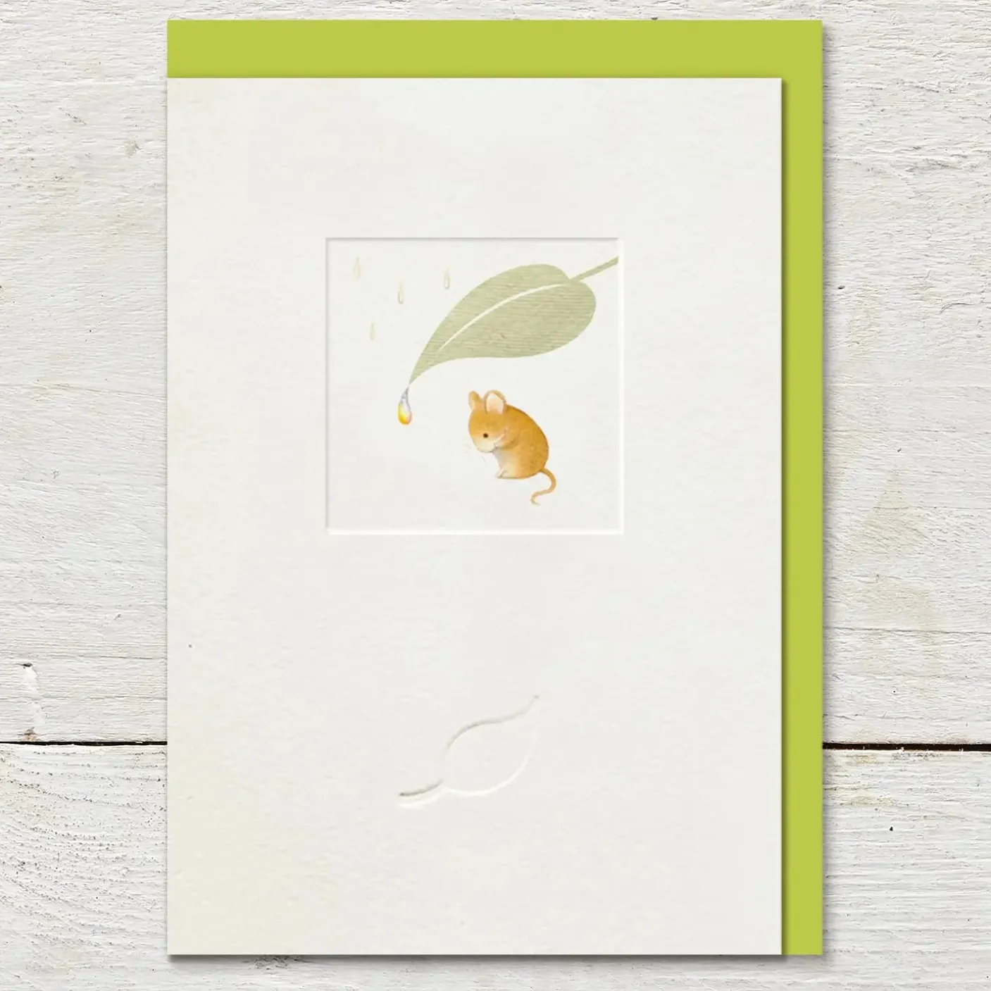 Little Windows Sheltering Mouse Greetings Card