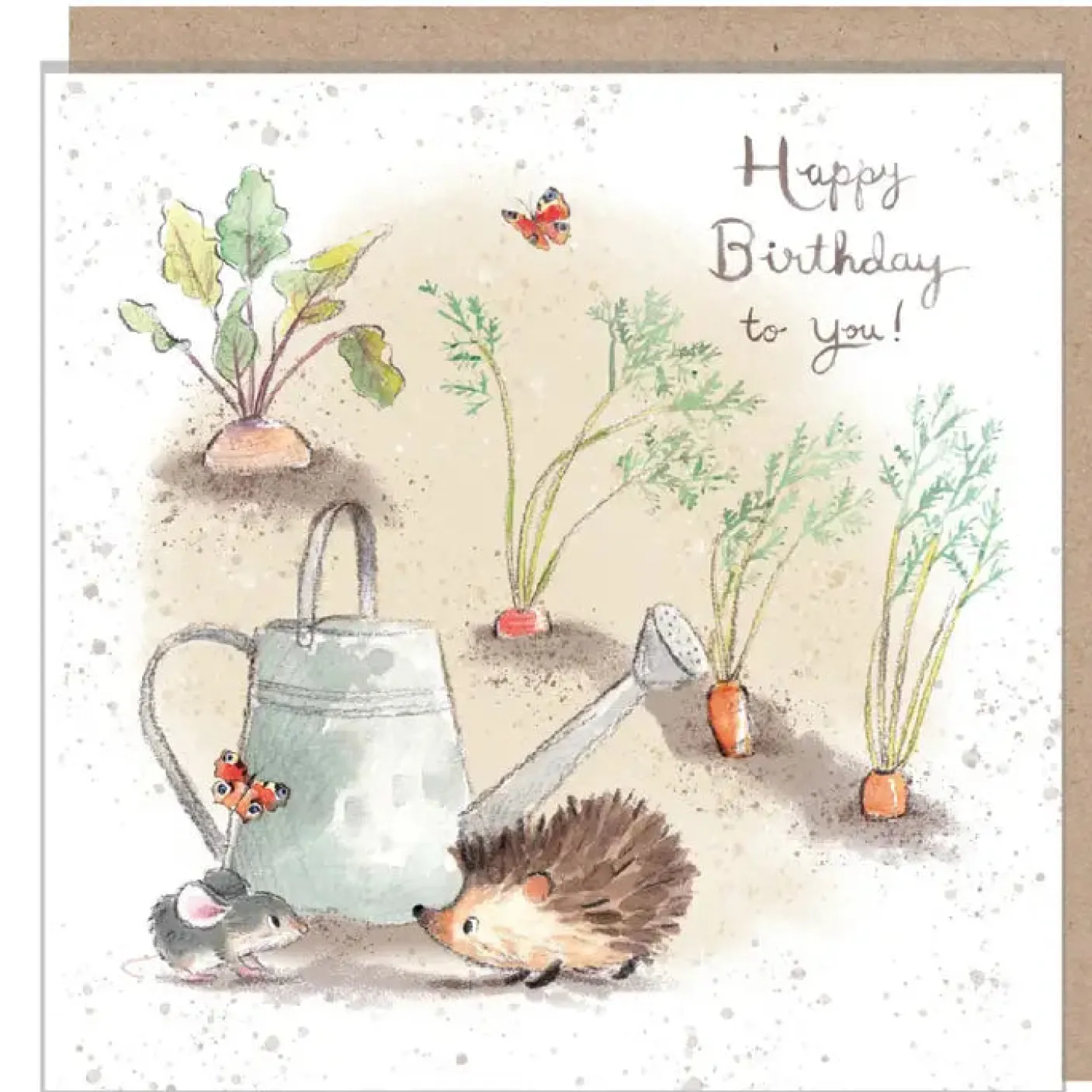 Hedgehog and Mouse with Watering Can "Happy Birthday to You" Birthday Greetings Card