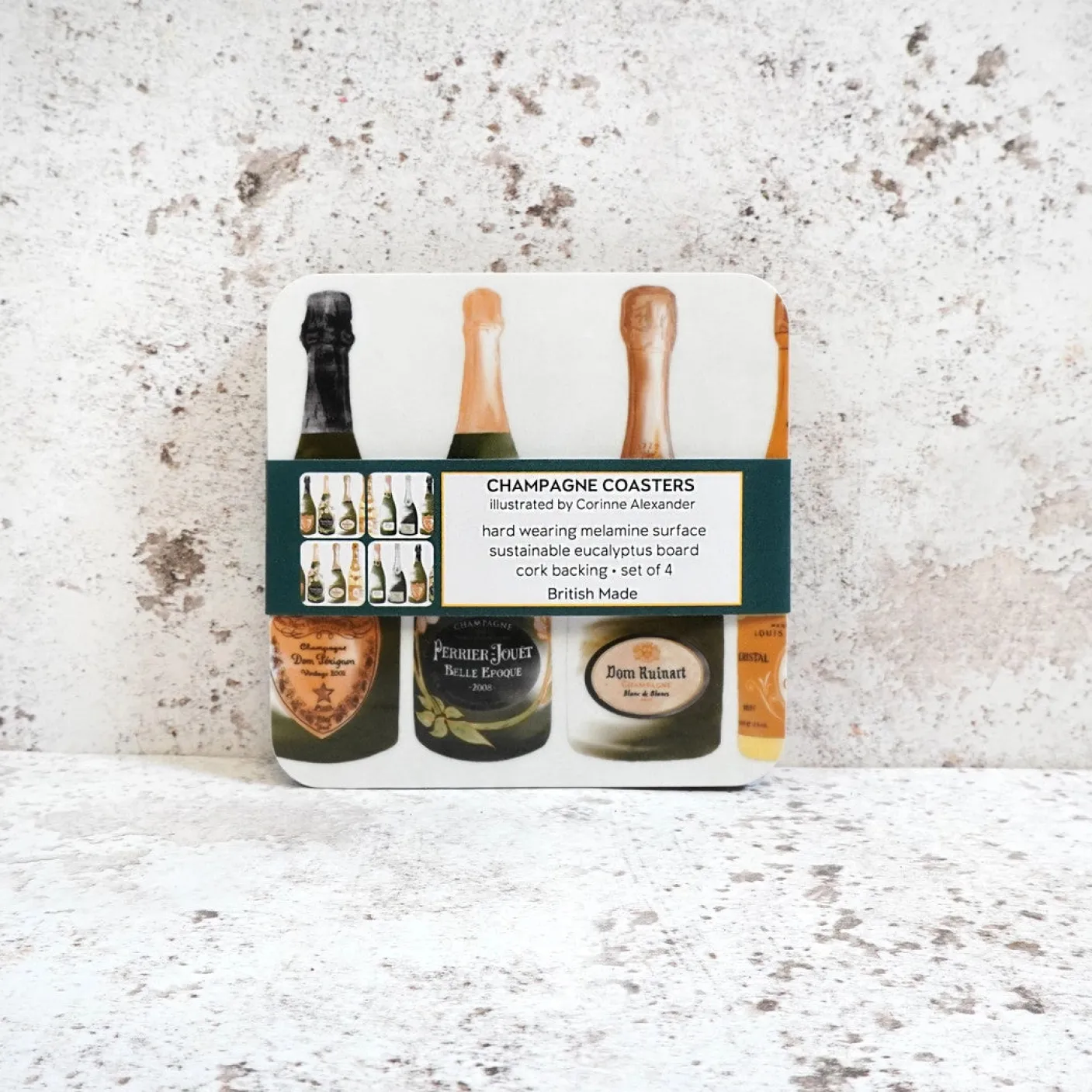 Champagne Coaster Set by Corinne Alexander