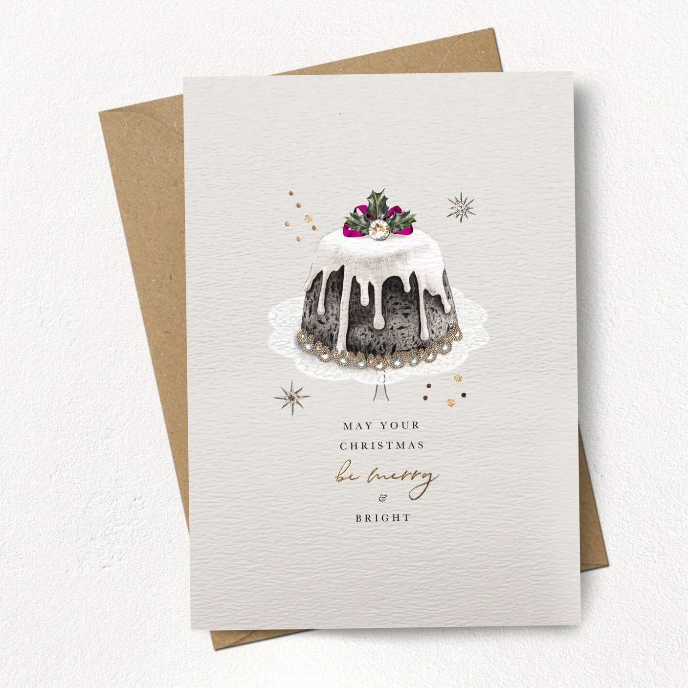 Merry and Bright Little Pudding Christmas Card