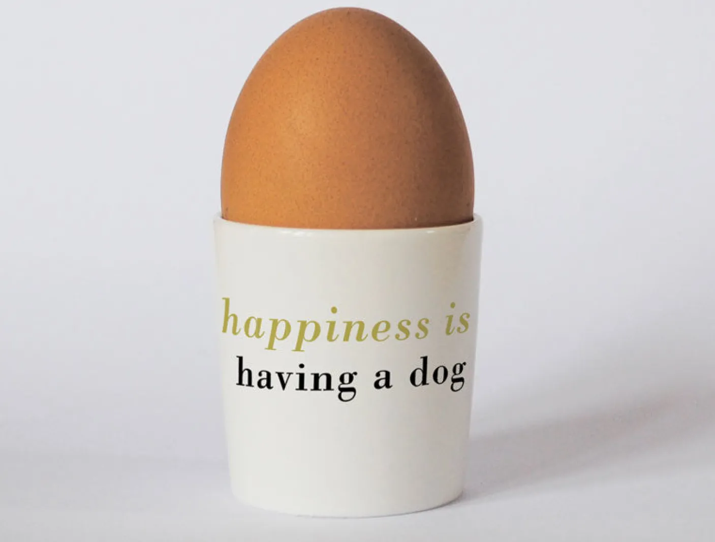 Happiness Black Lab Egg Cup Olive