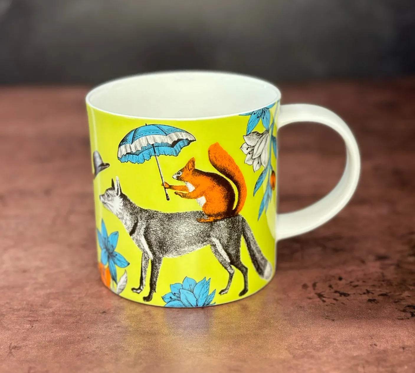 Menagerie Fox Bone China Mug- Green