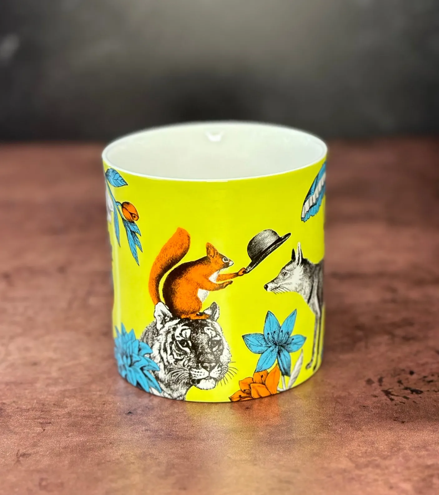 Menagerie Fox Bone China Mug- Green