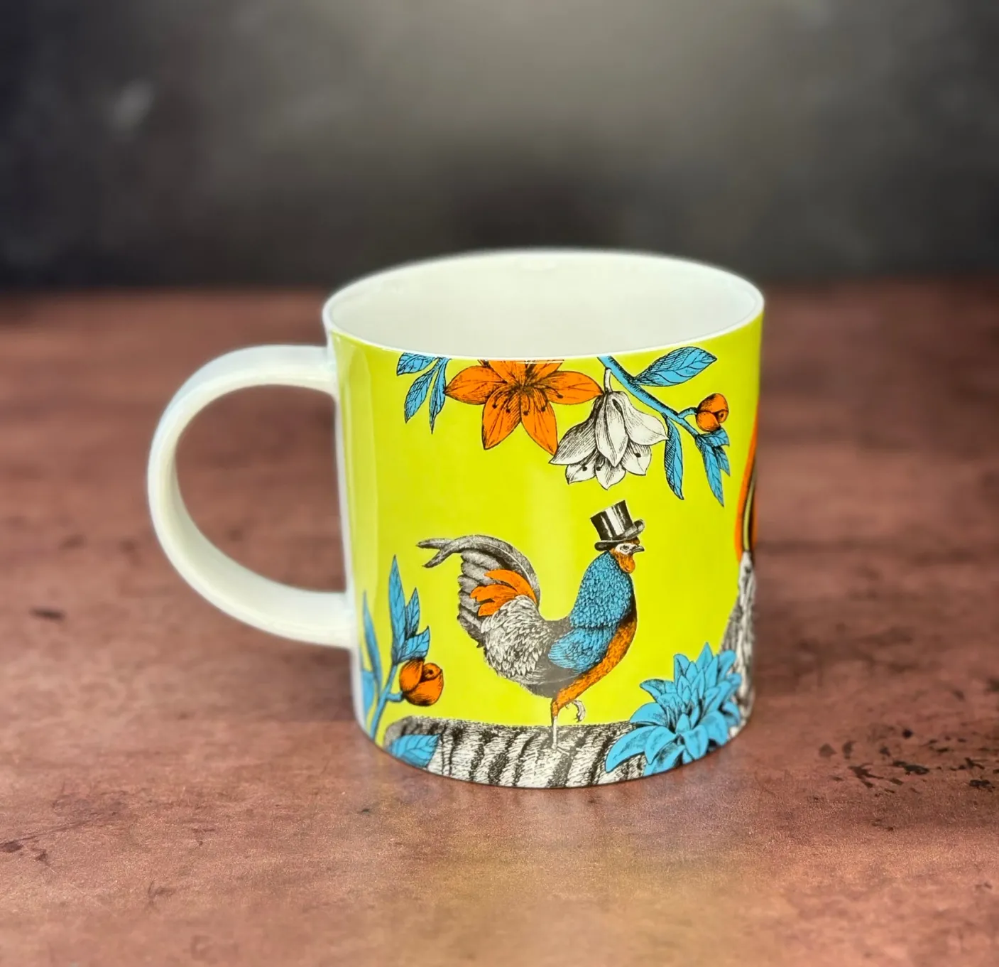 Menagerie Fox Bone China Mug- Green