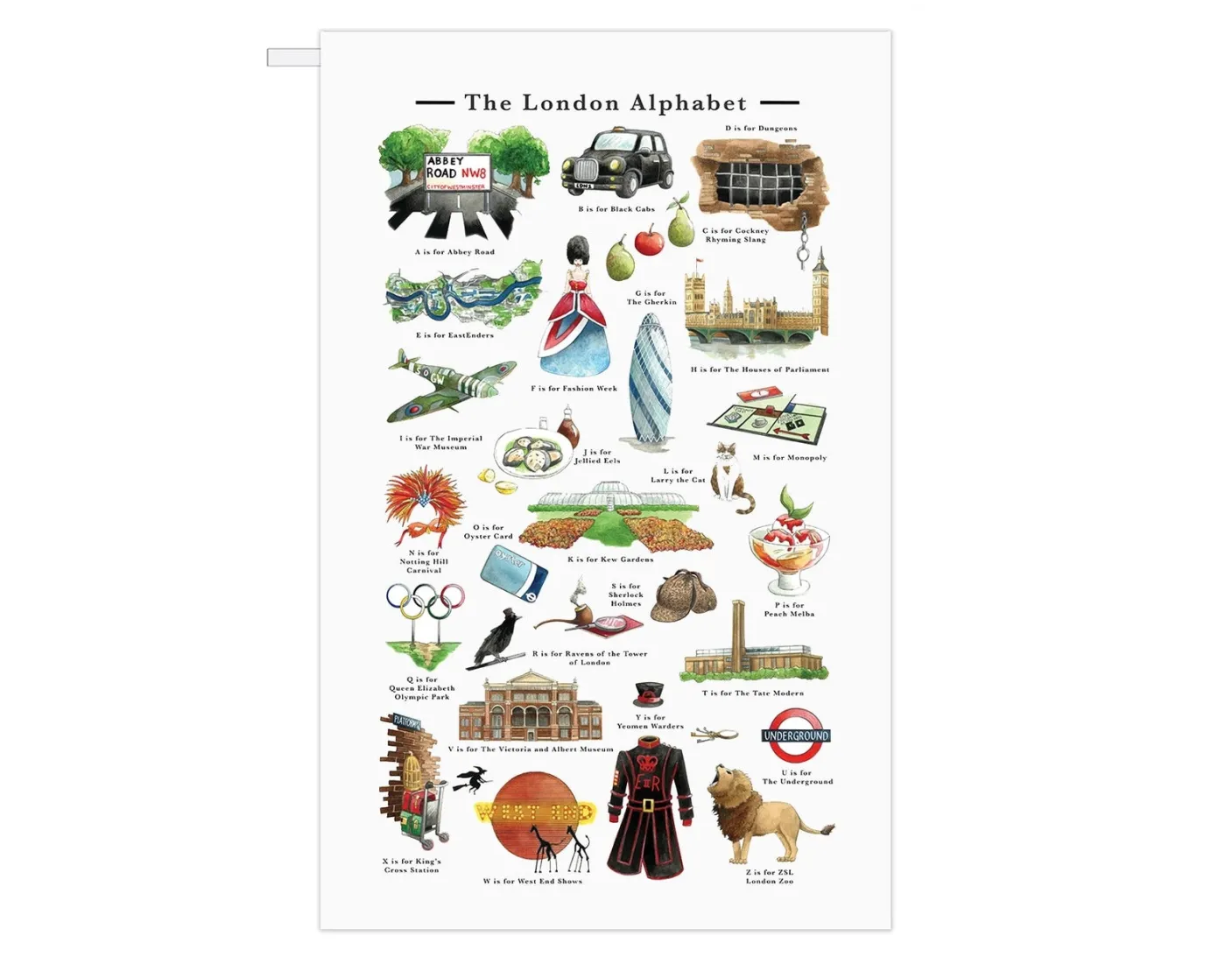 A Very London Alphabet Tea Towel