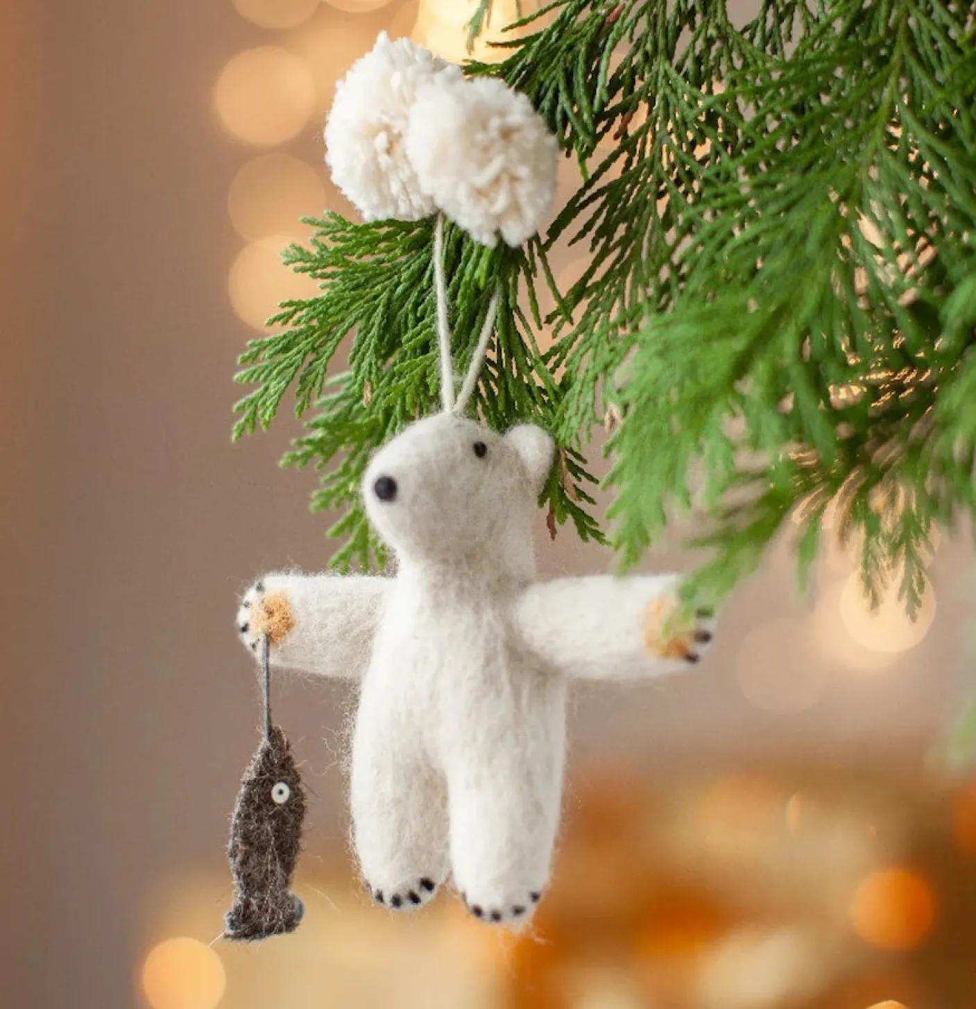 Peter Polar Bear Felt Christmas Decoration