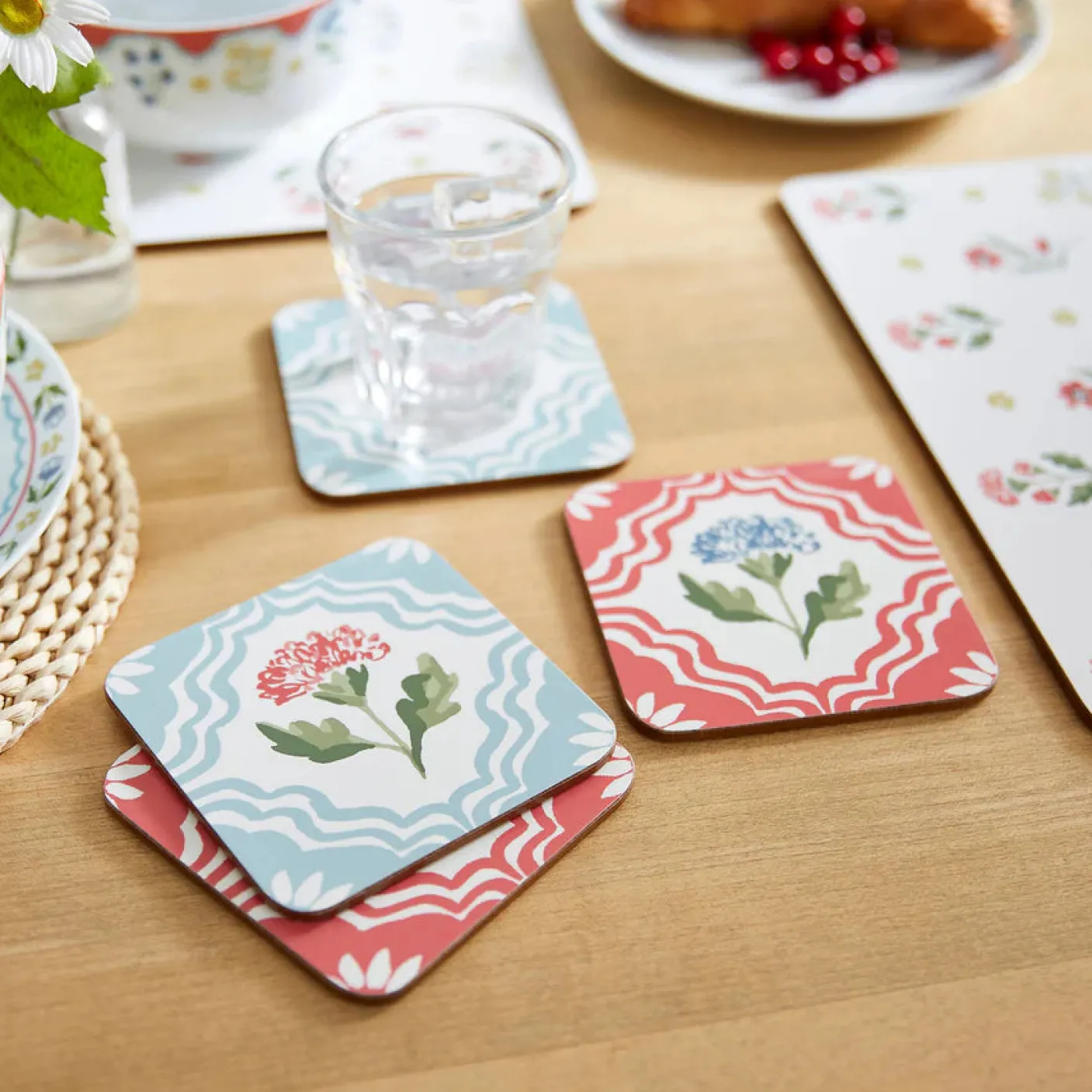 Boho Floral Coasters - Set of 4