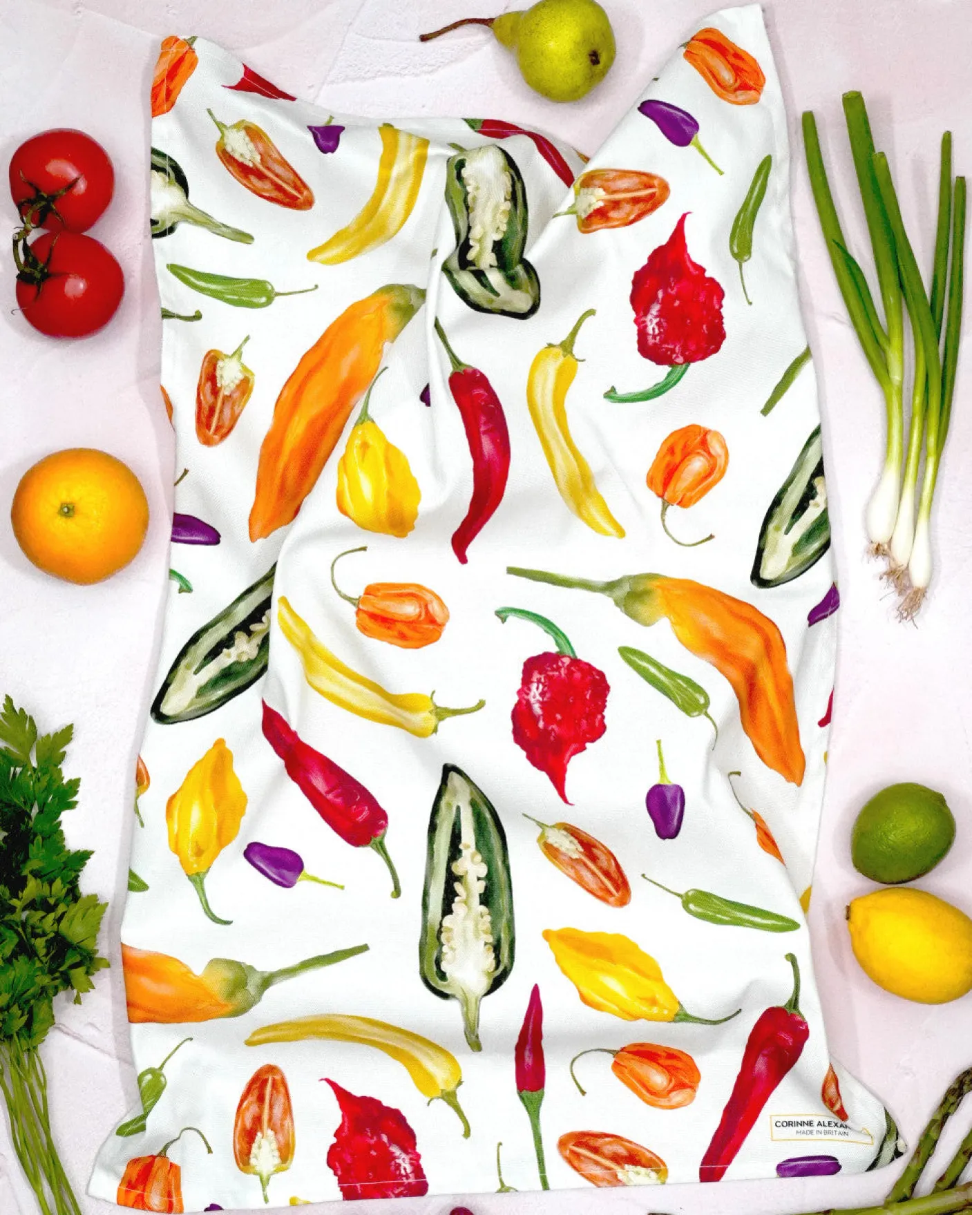 Chili Tea Towel by Corinne Alexander