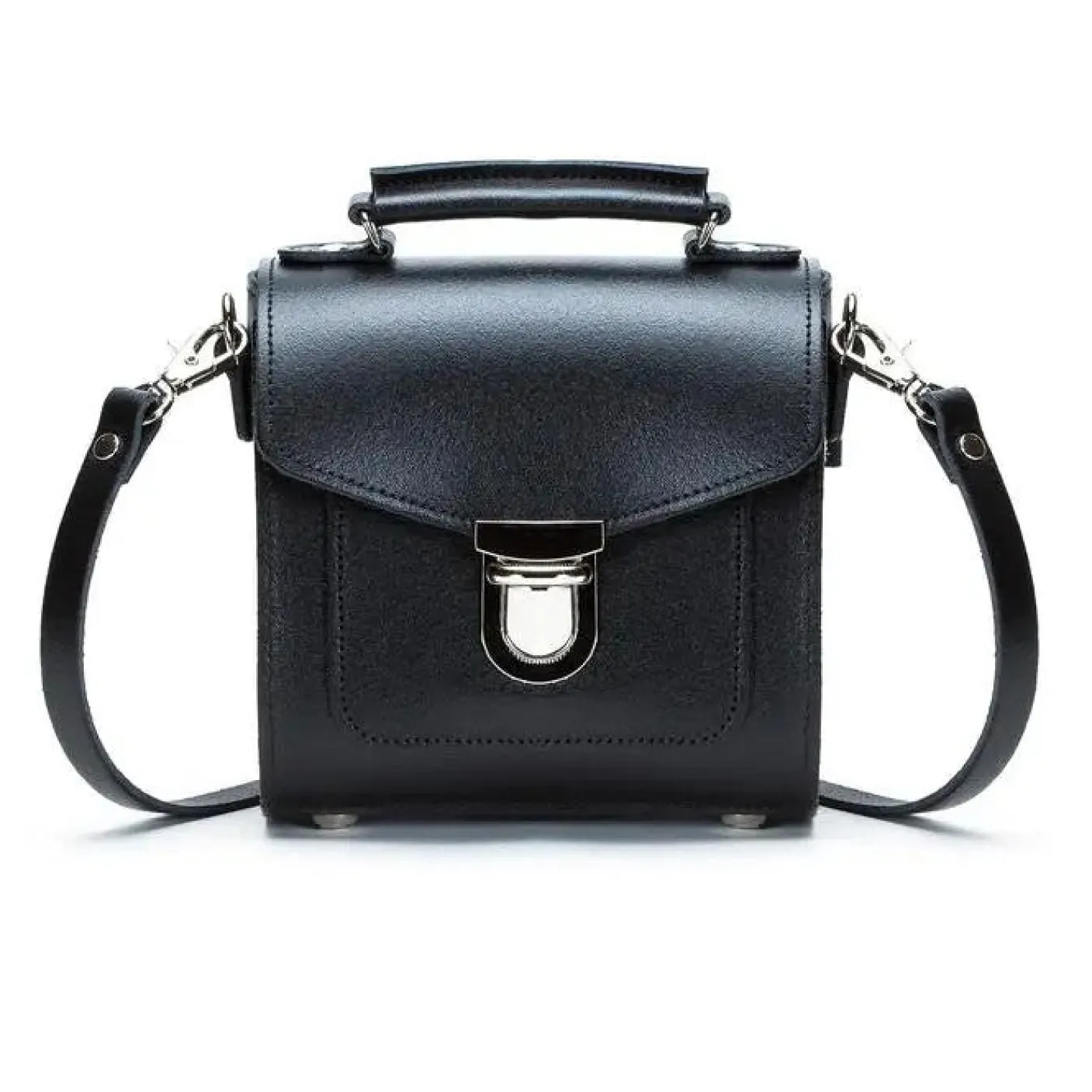 Zatchels Handmade Leather Sugarcube Black Small Handbag