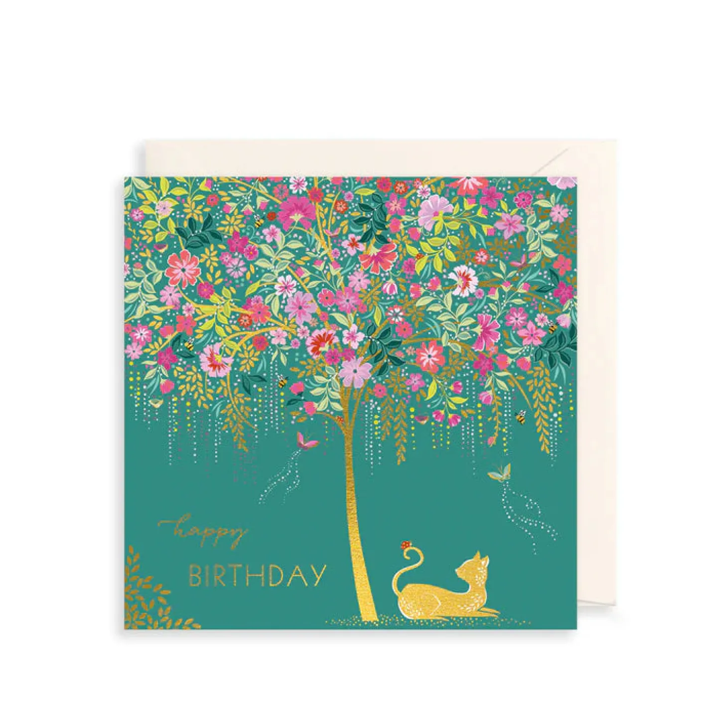 Cat & Tree Greeting Card by Sara Miller