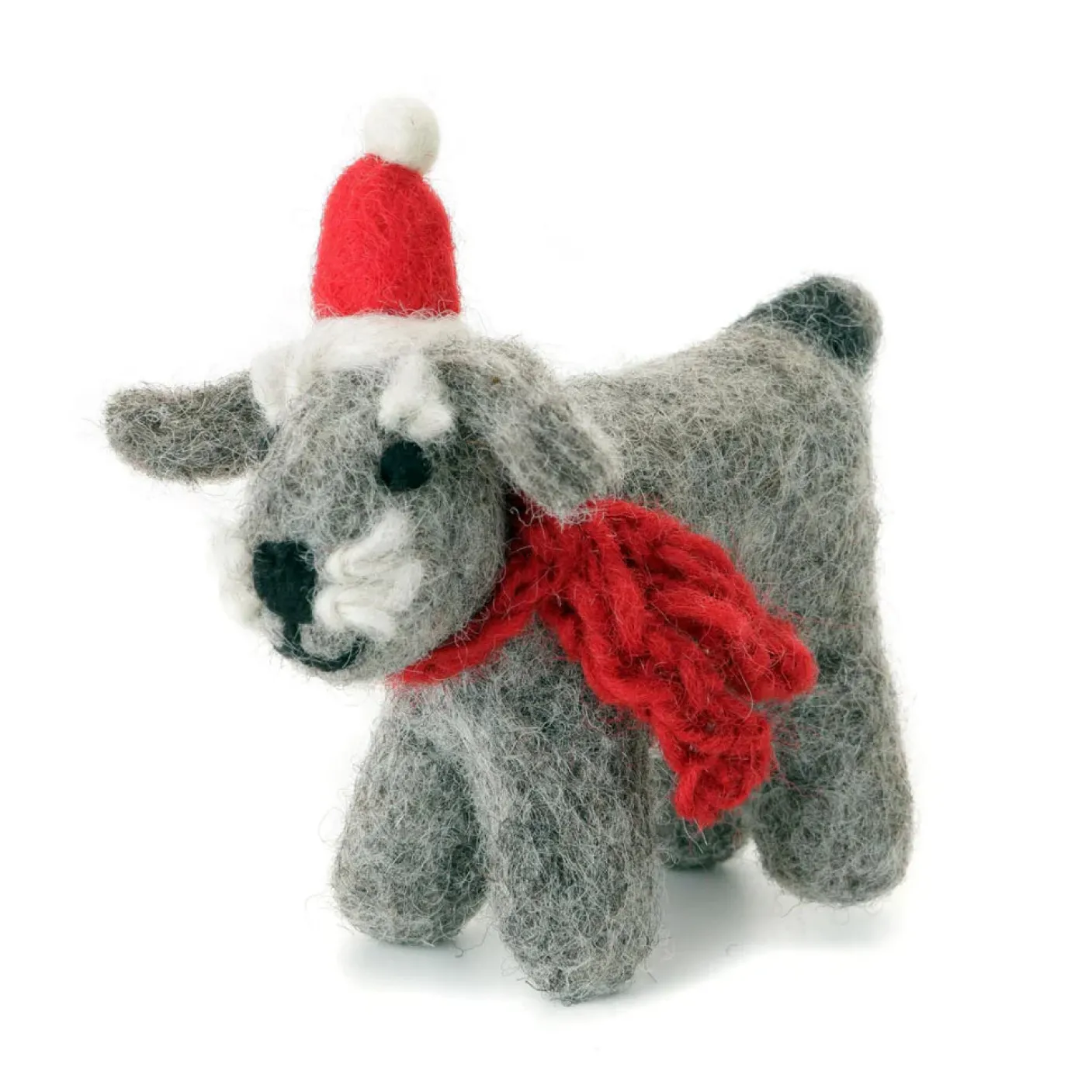 Schnauzer with Hat and Scarf Felt Decoration