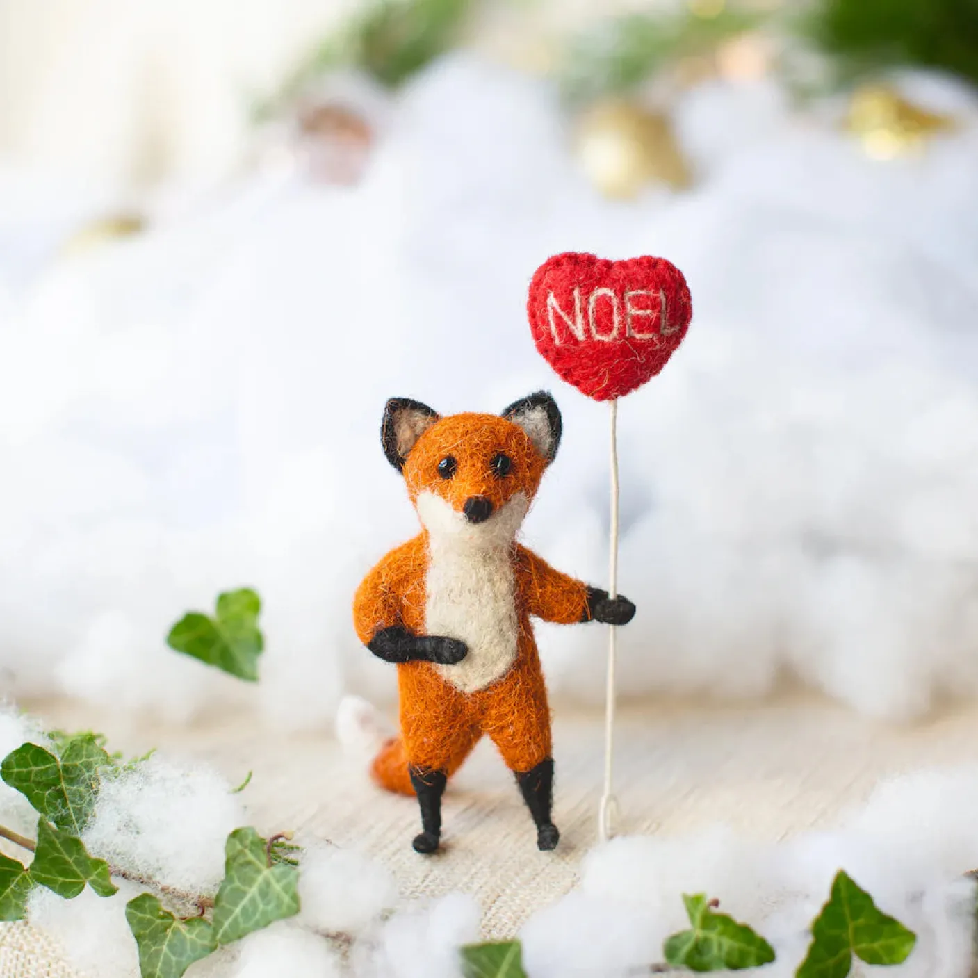 Felix Fox Holding a Noel Balloon Felt Decoration
