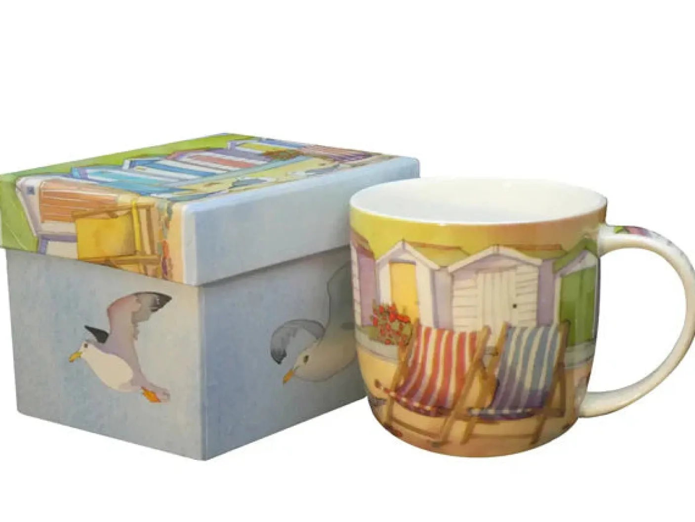Beach Huts Bone China Mug (Boxed)