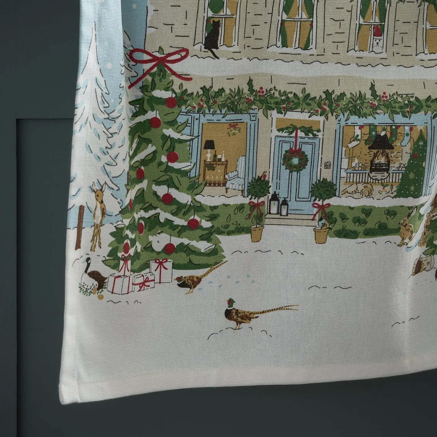 Christmas House Scene Tea Towel