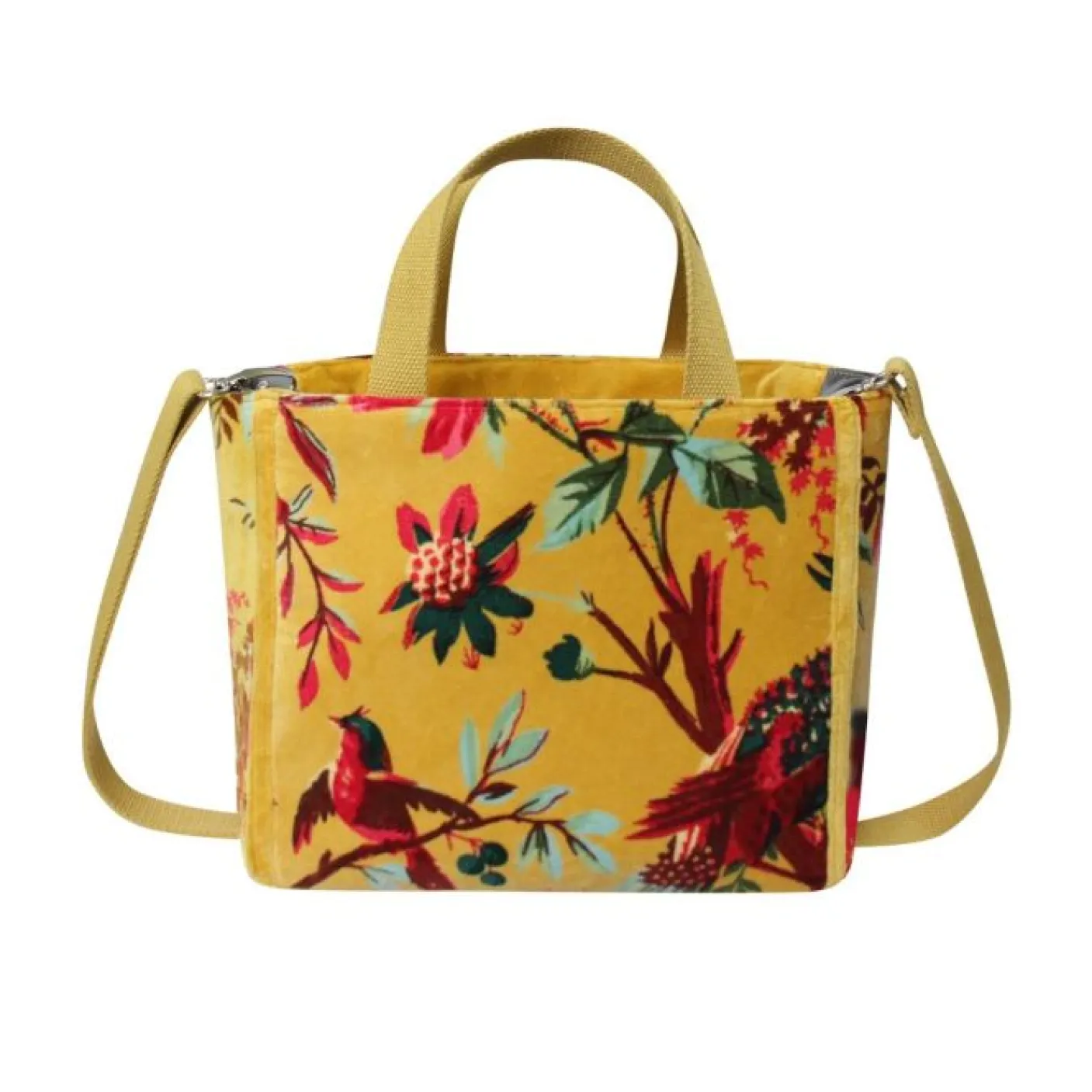 Eden Mustard Botanical Velvet Tote Bag