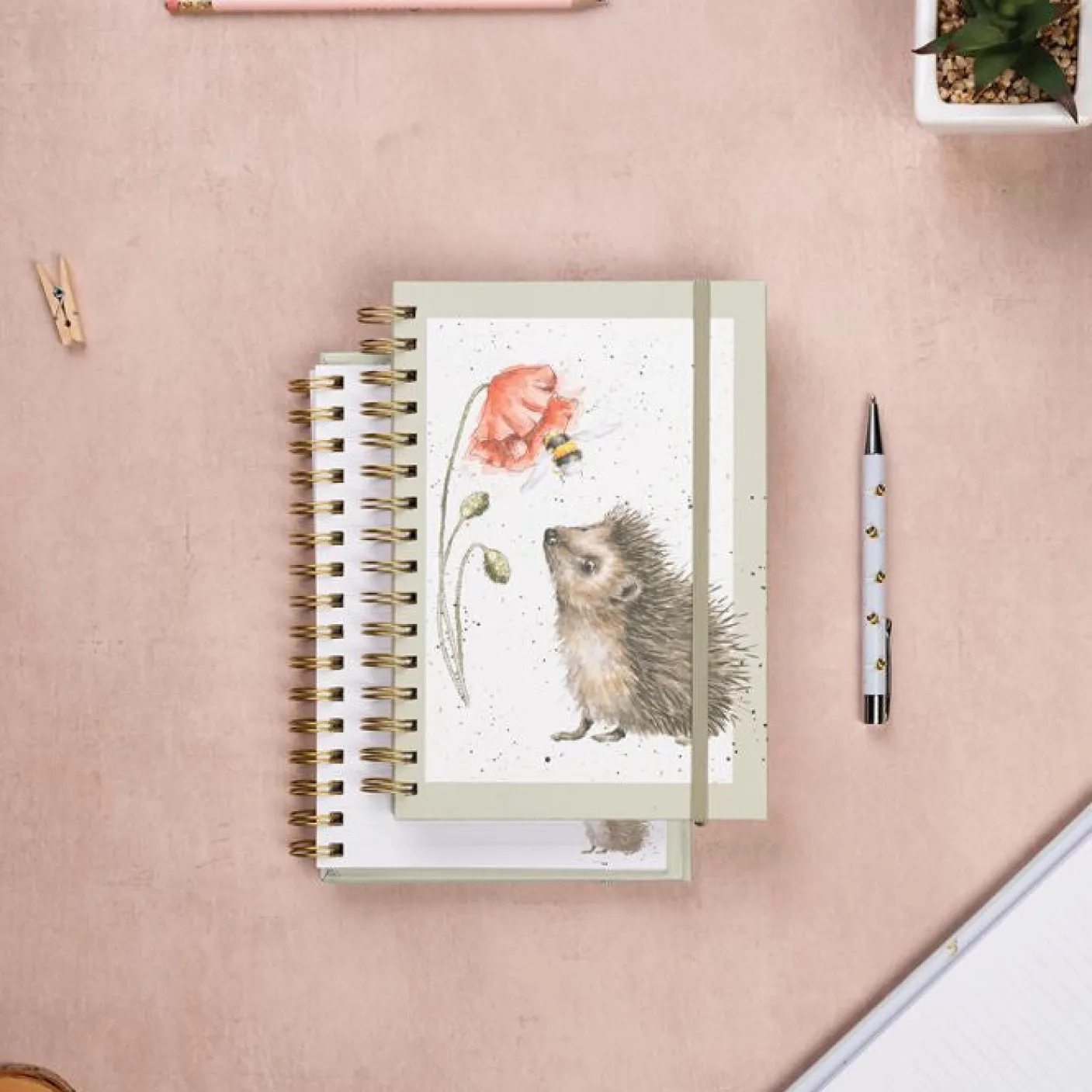 'Busy as a Bee' Hedgehog Spiral Bound Notebook