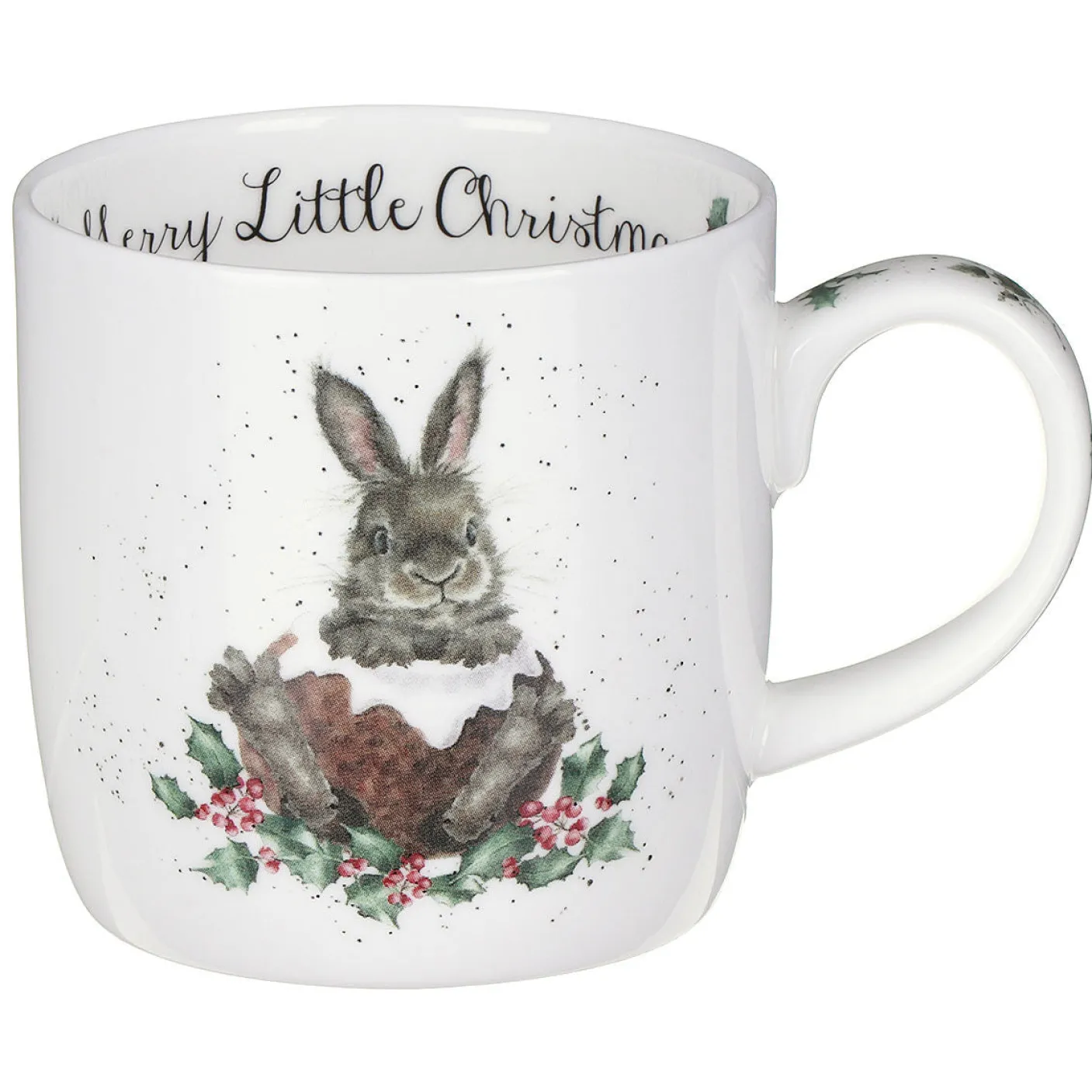 'Merry Little Christmas' Rabbit Small Bone China Mug (11oz)